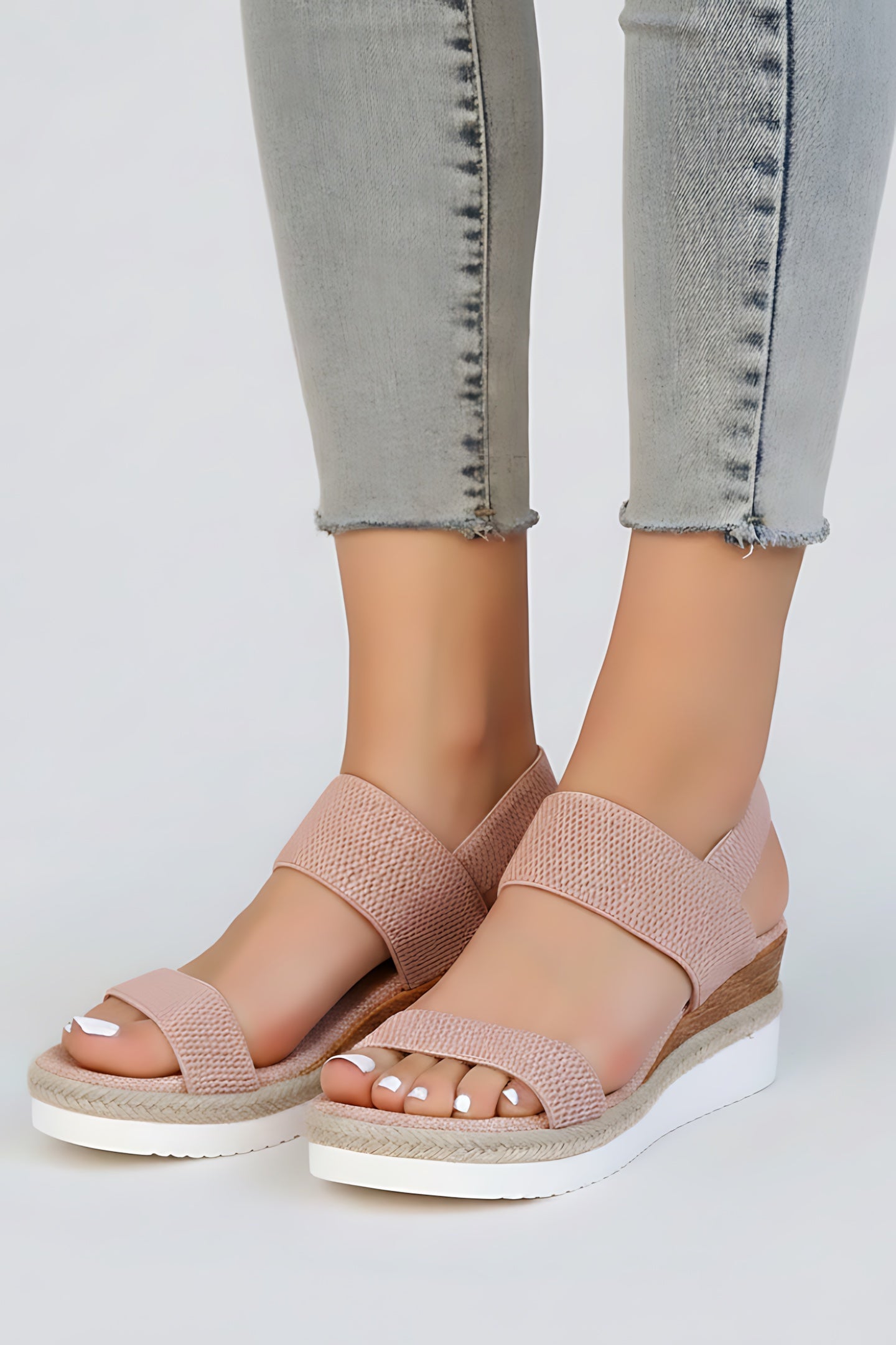Cecilia – Stretch Knit Double Strap Flat Sandals