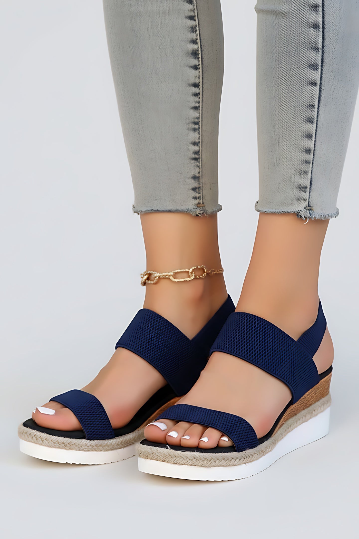 Cecilia – Stretch Knit Double Strap Flat Sandals