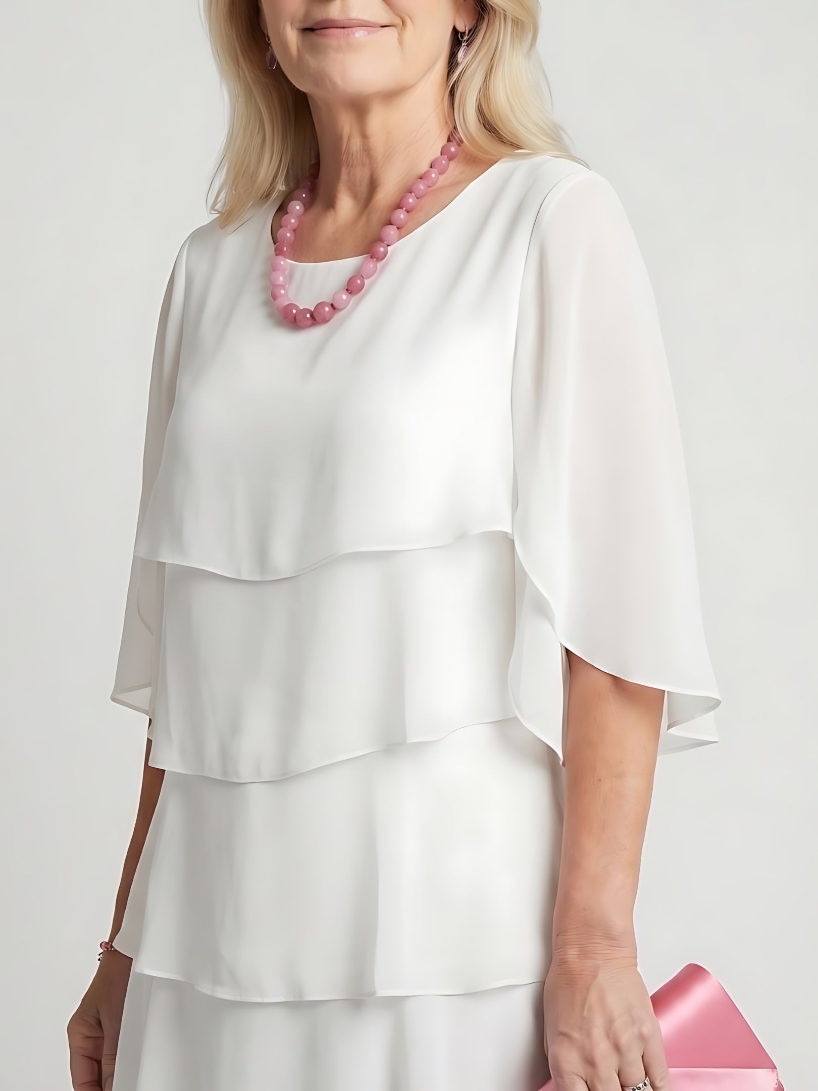 Celeste – Tiered Flutter Sleeve Evening Midi Dress
