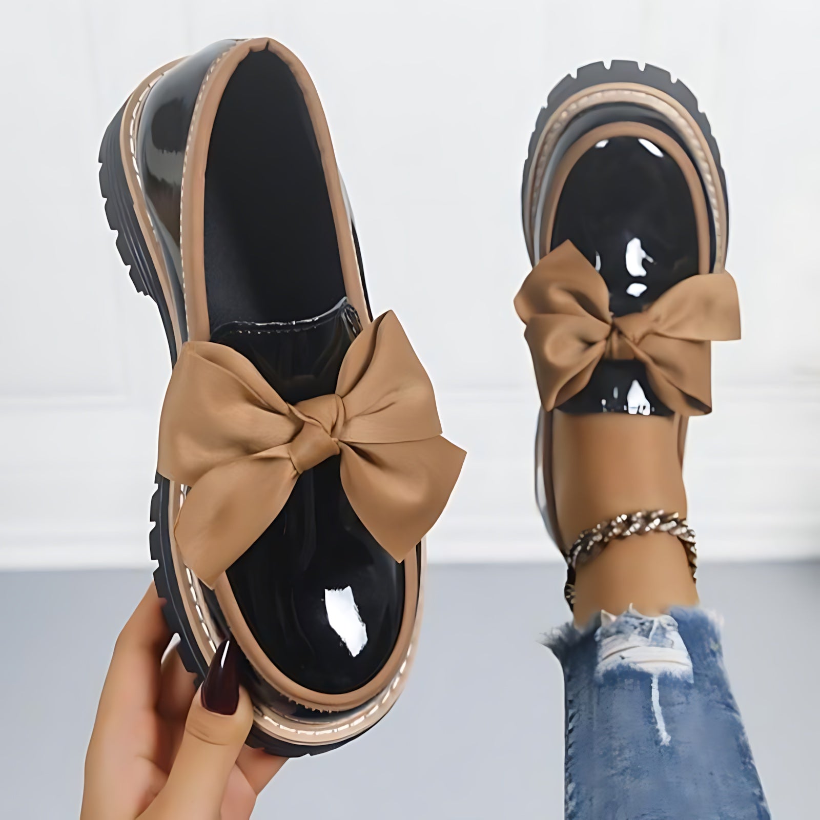 Charlie – Patent Bow Platform Loafers
