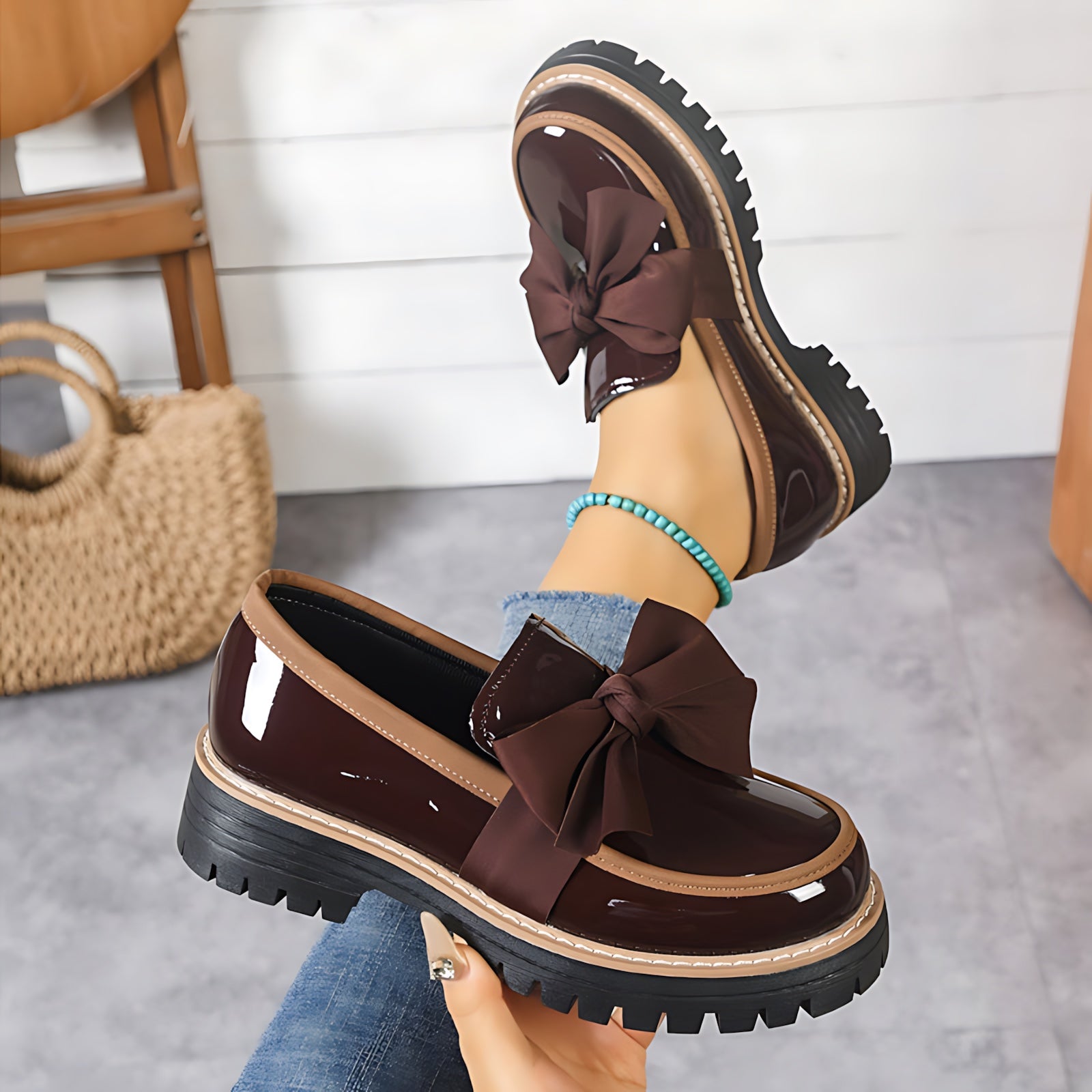 Charlie – Patent Bow Platform Loafers