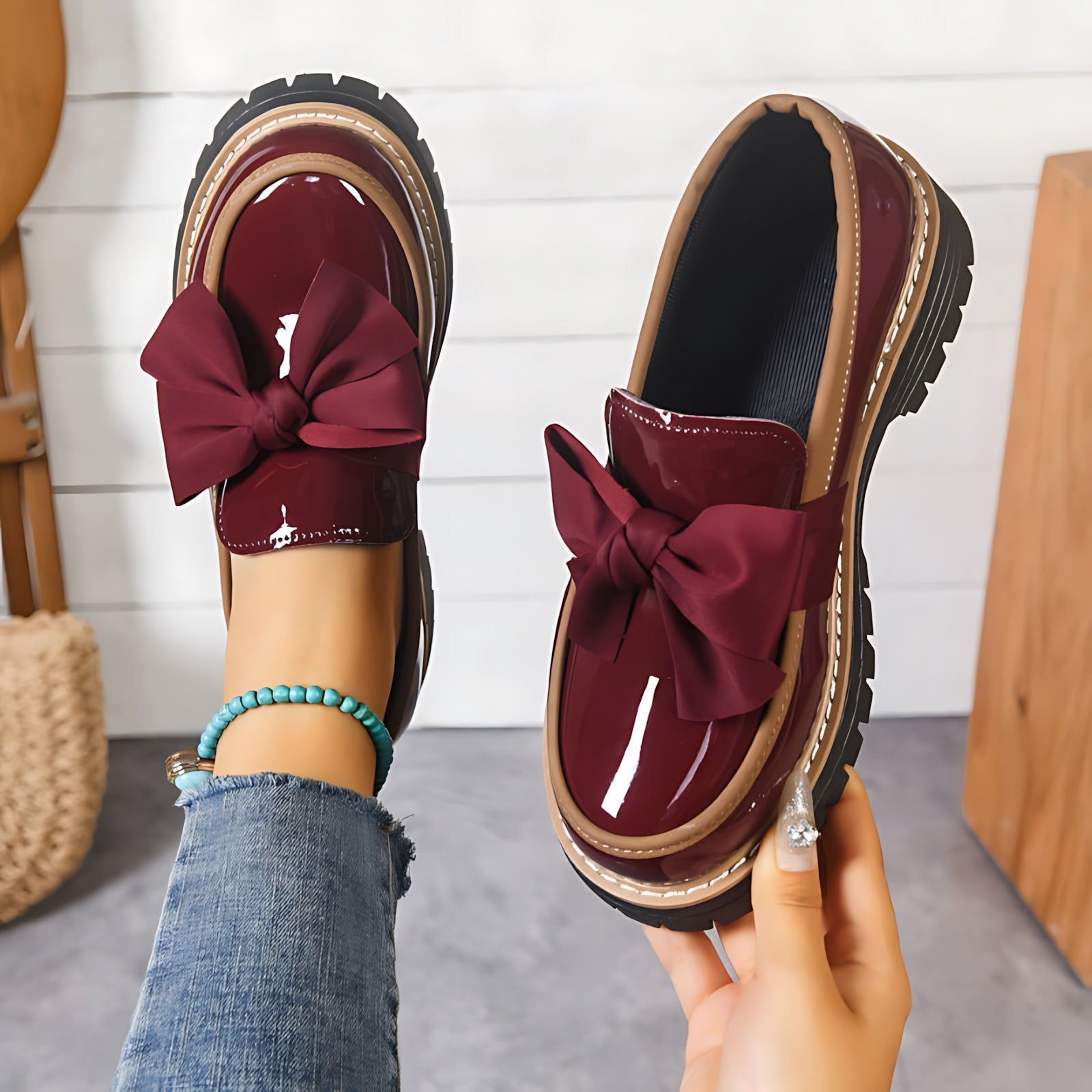 Charlie – Patent Bow Platform Loafers