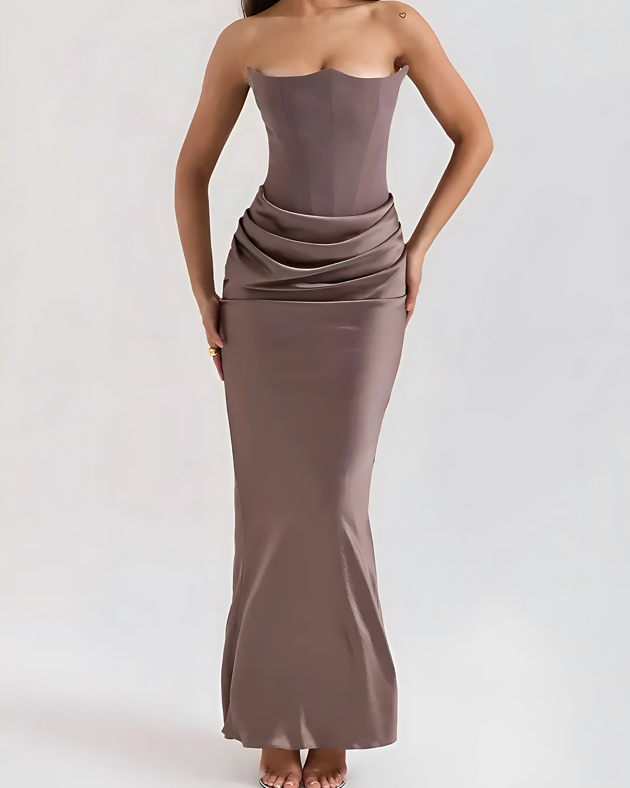 Charlie – Strapless Draped Wedding Guest Maxi Dress