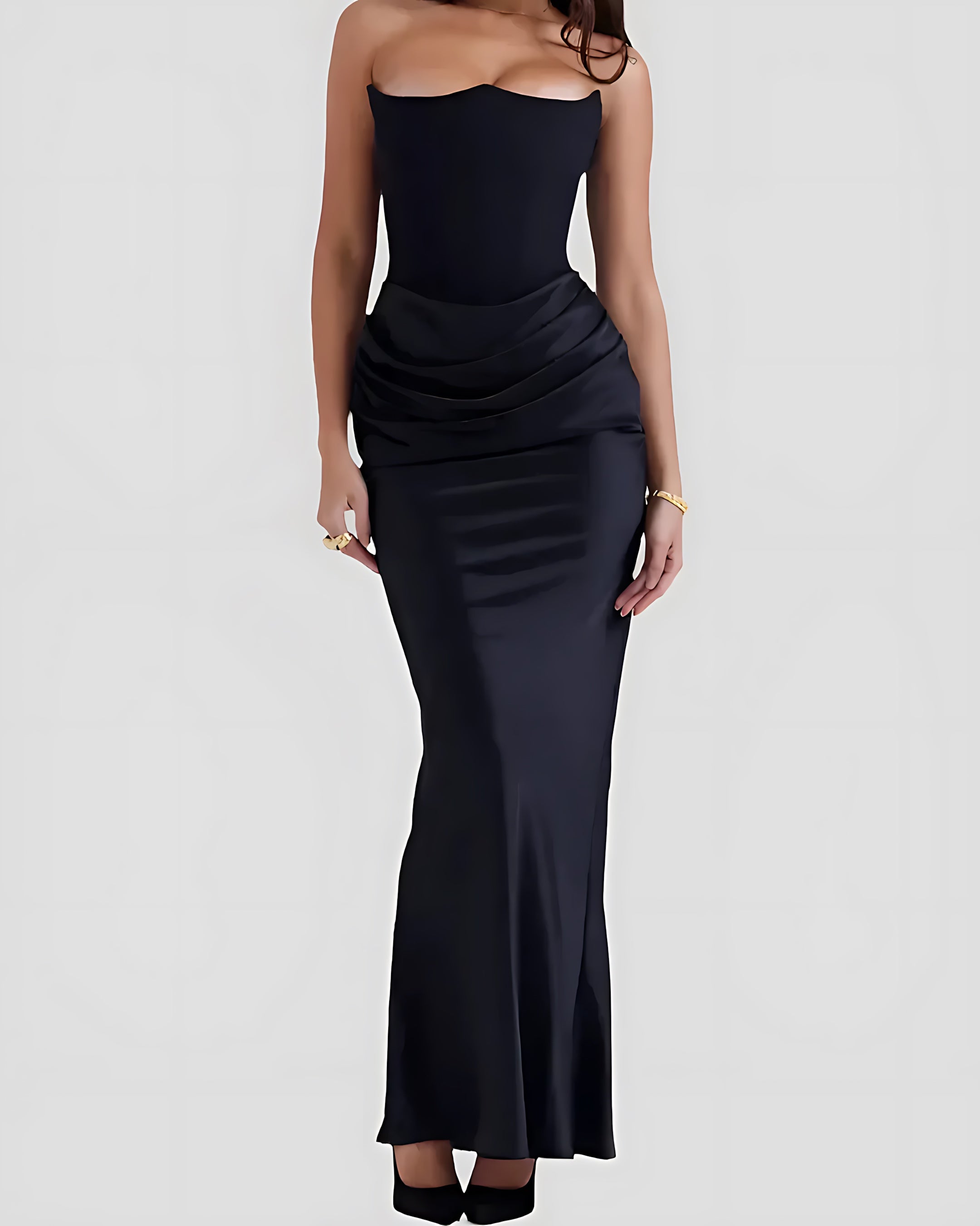 Charlie – Strapless Draped Wedding Guest Maxi Dress