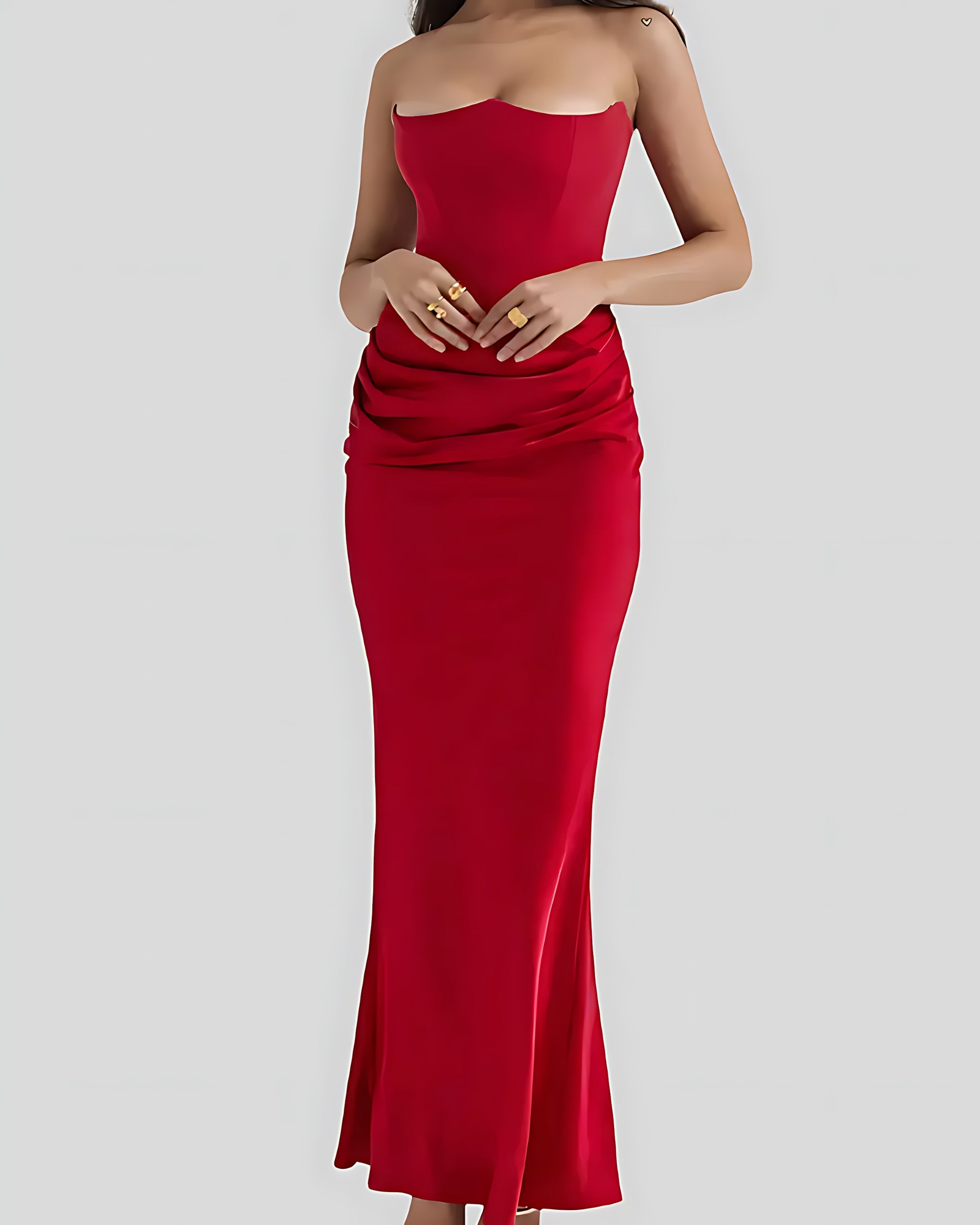 Charlie – Strapless Draped Wedding Guest Maxi Dress