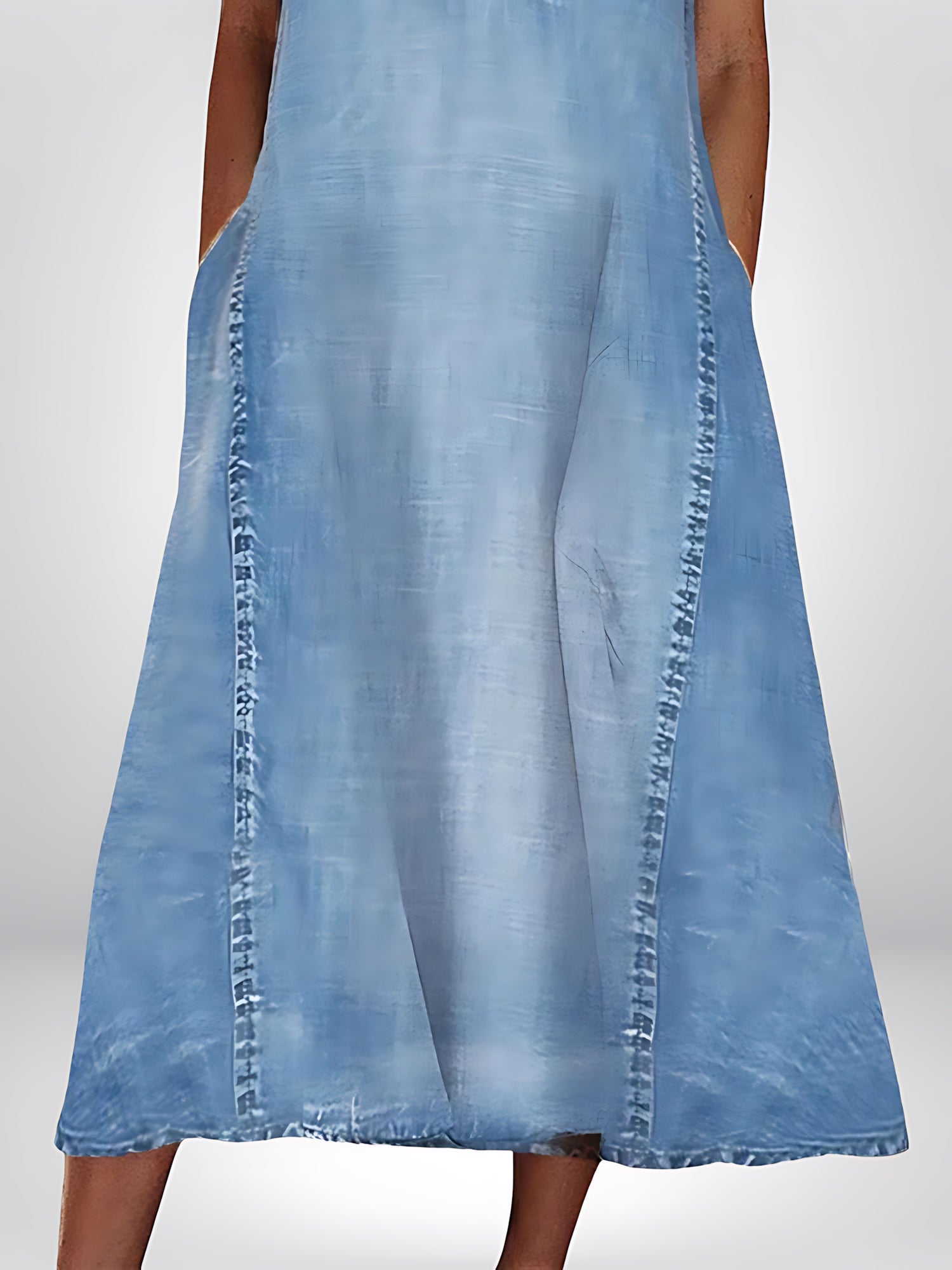 Charlotte – Denim V Neck A Line Summer Midi Dress