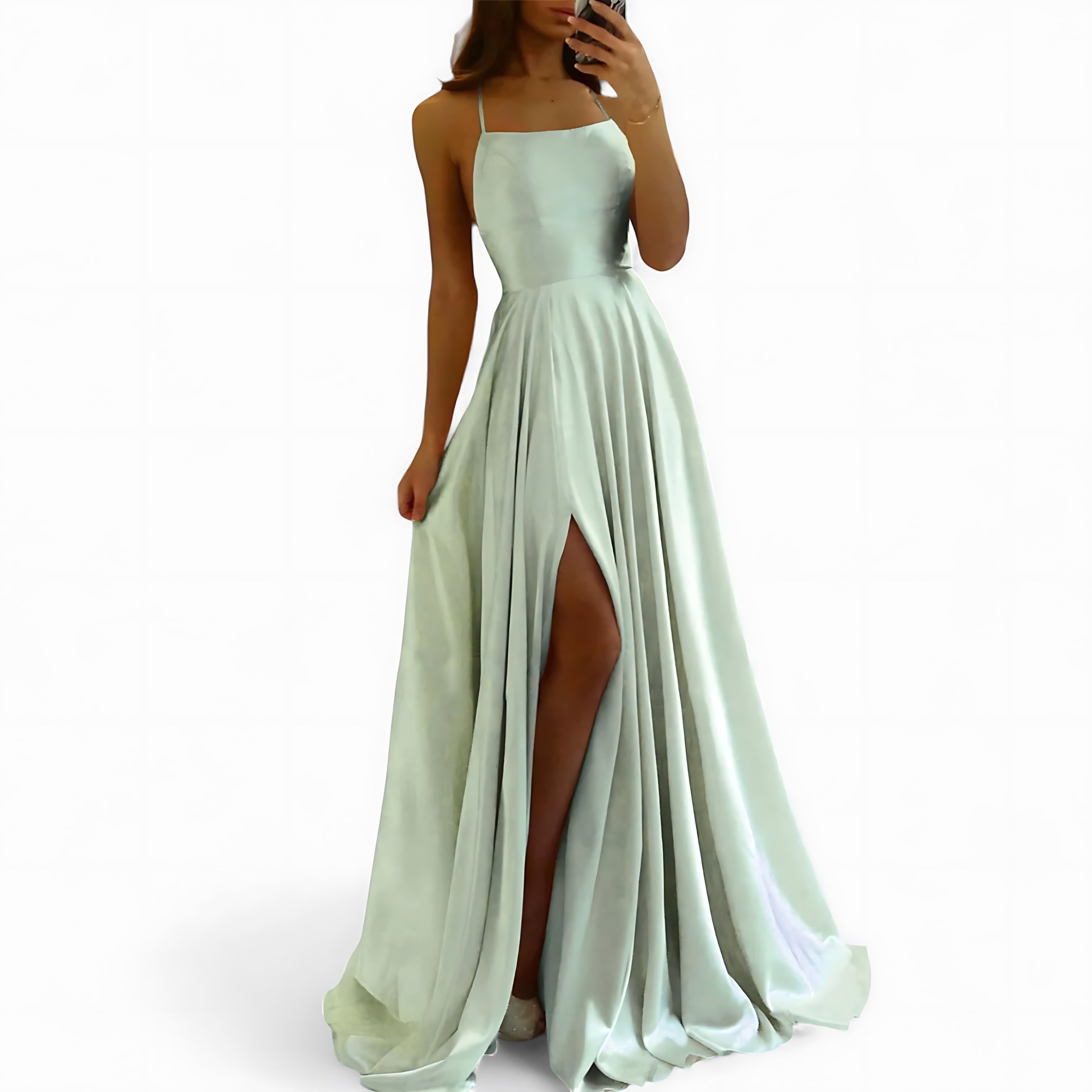 Charlotte – Satin High Slit Evening Maxi Dress