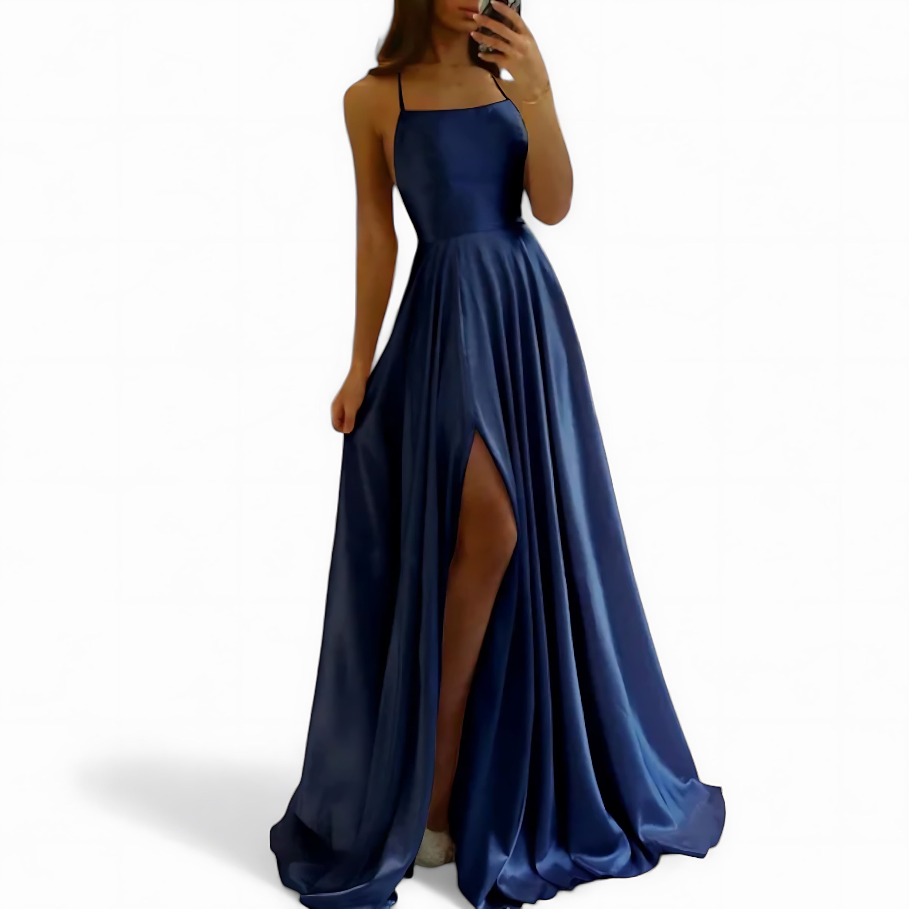 Charlotte – Satin High Slit Evening Maxi Dress
