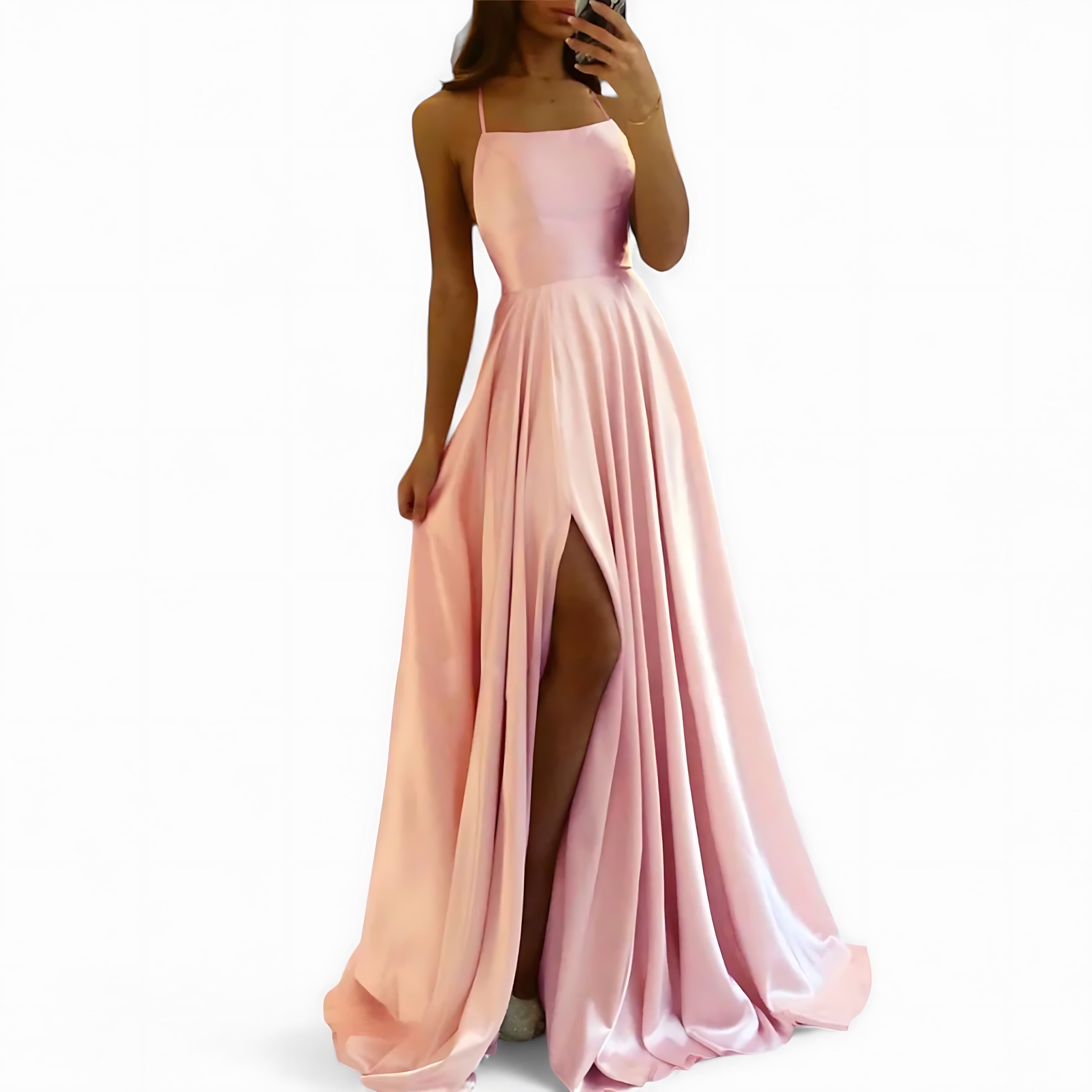 Charlotte – Satin High Slit Evening Maxi Dress