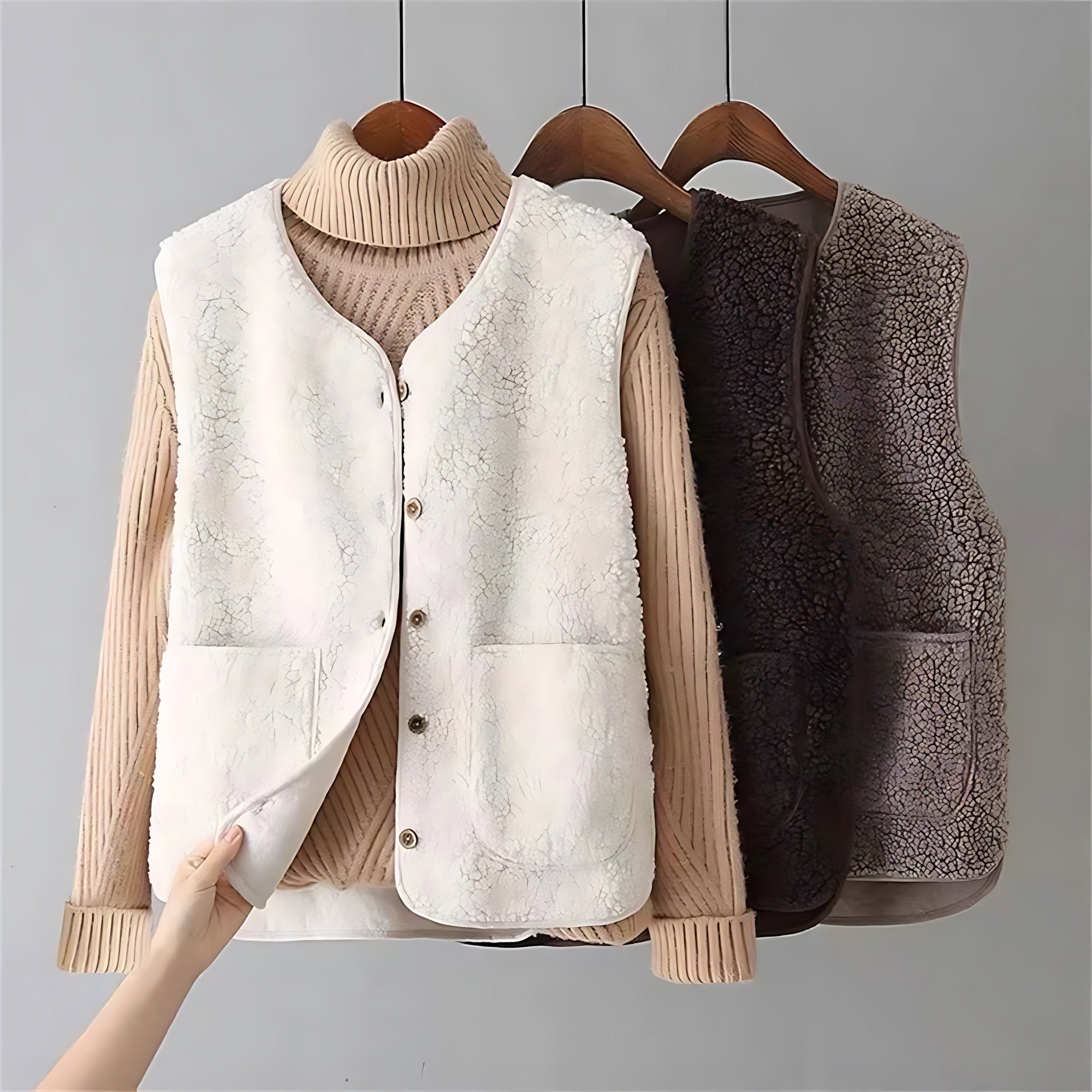 Charlotte – Sherpa Fleece Button Up Vest