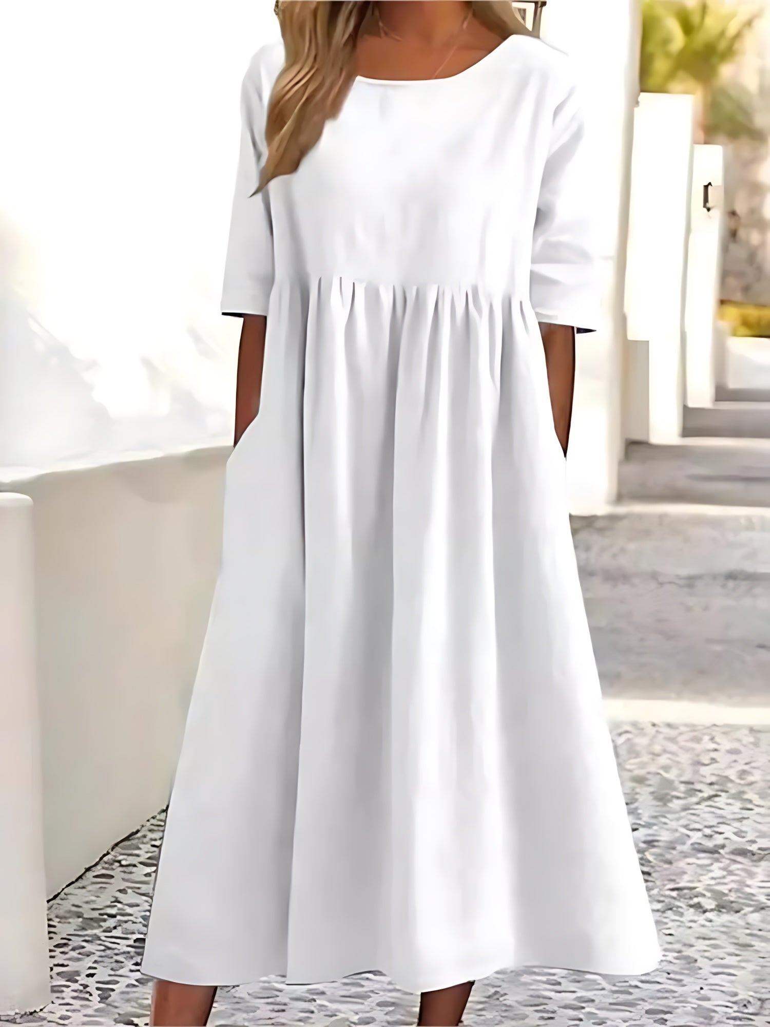 Claire – Crew Neck Empire Waist Midi Dress