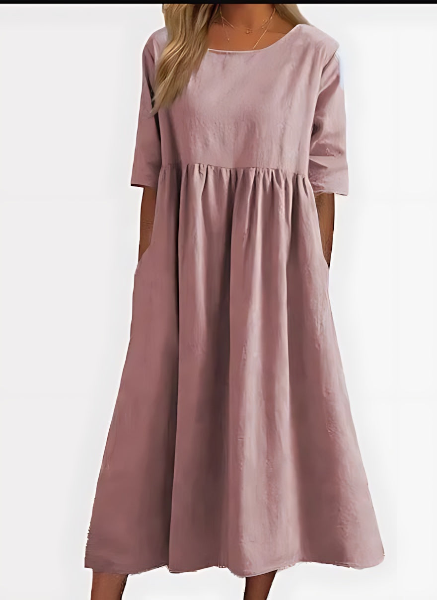 Claire – Crew Neck Empire Waist Midi Dress