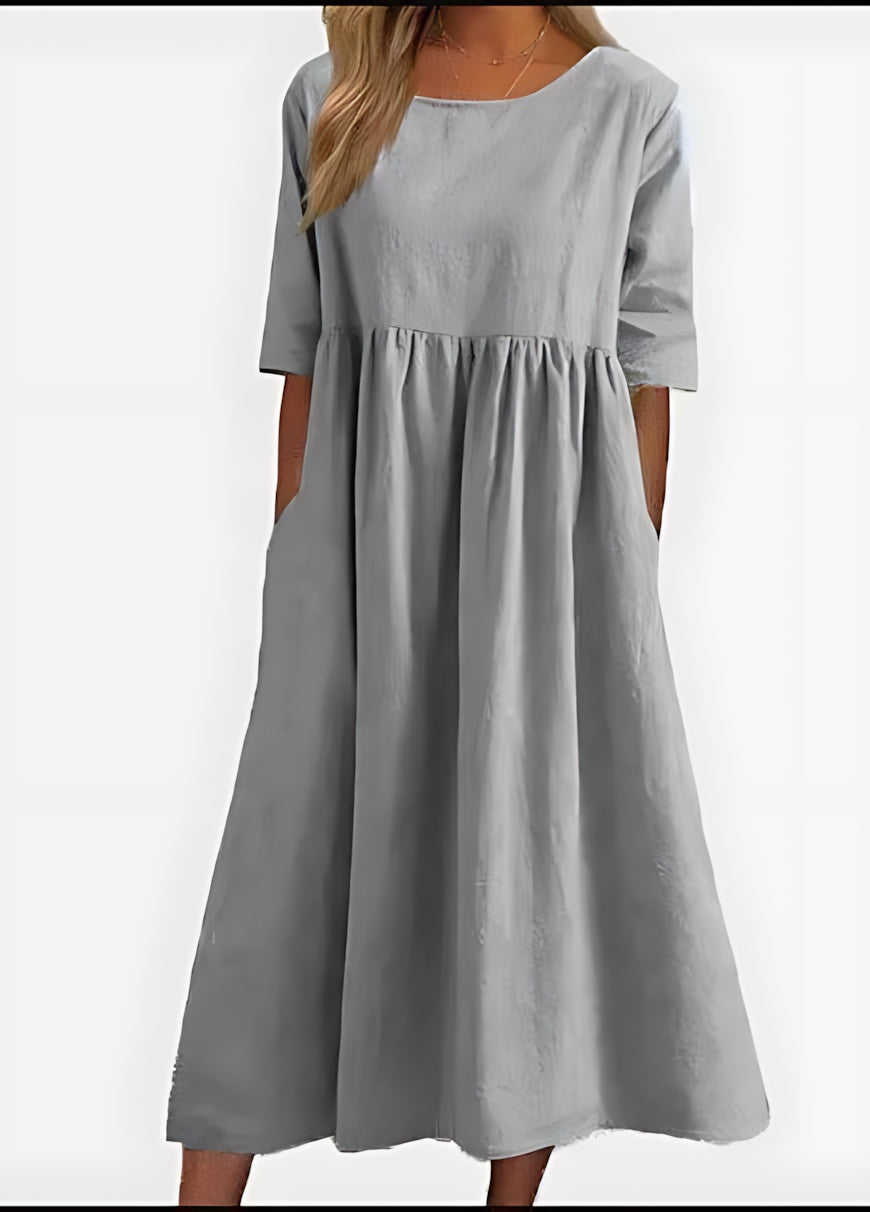 Claire – Crew Neck Empire Waist Midi Dress