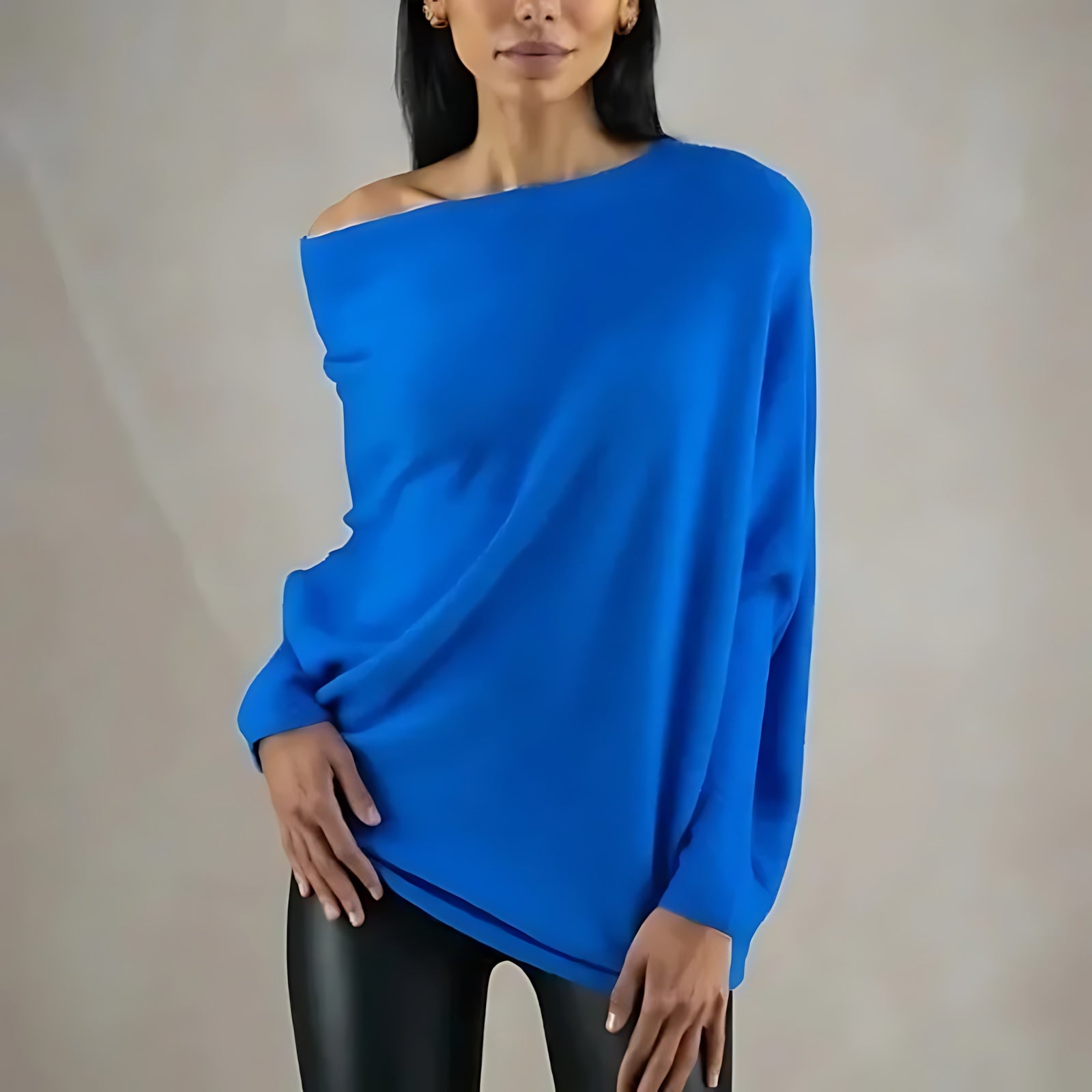 Claire – Off Shoulder Draped Knit Sweater