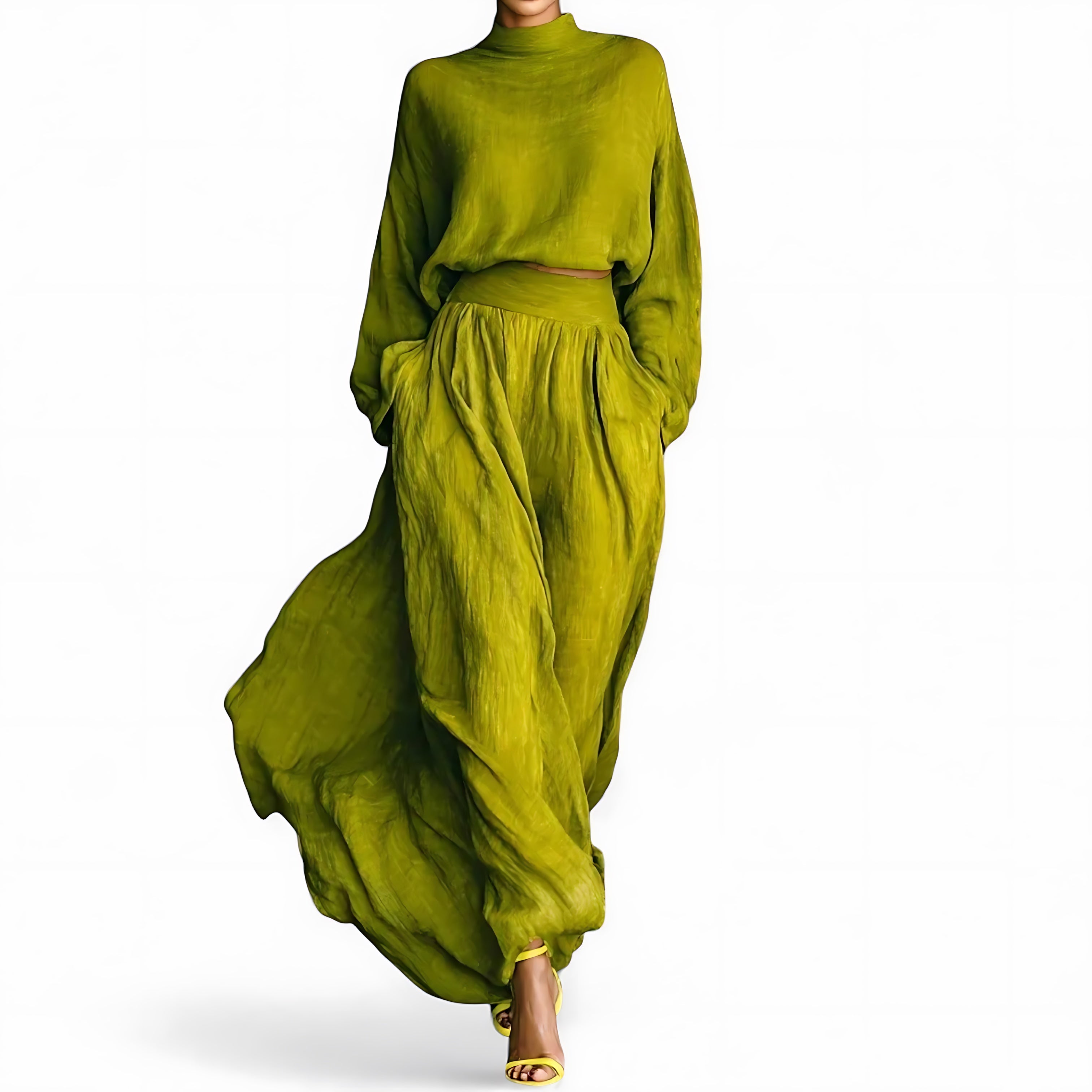 Claire – Satin Long Sleeve Evening Maxi Dress