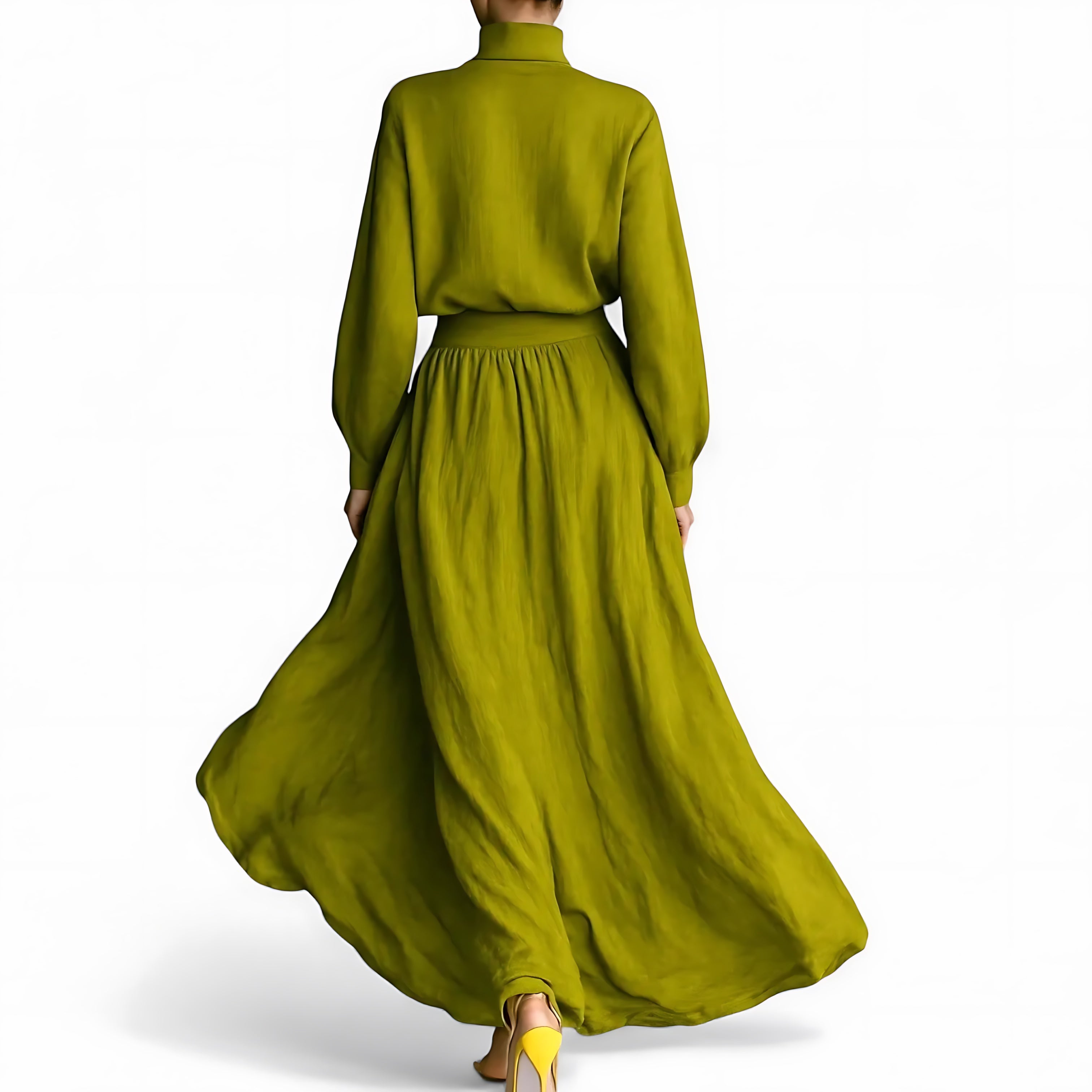Claire – Satin Long Sleeve Evening Maxi Dress