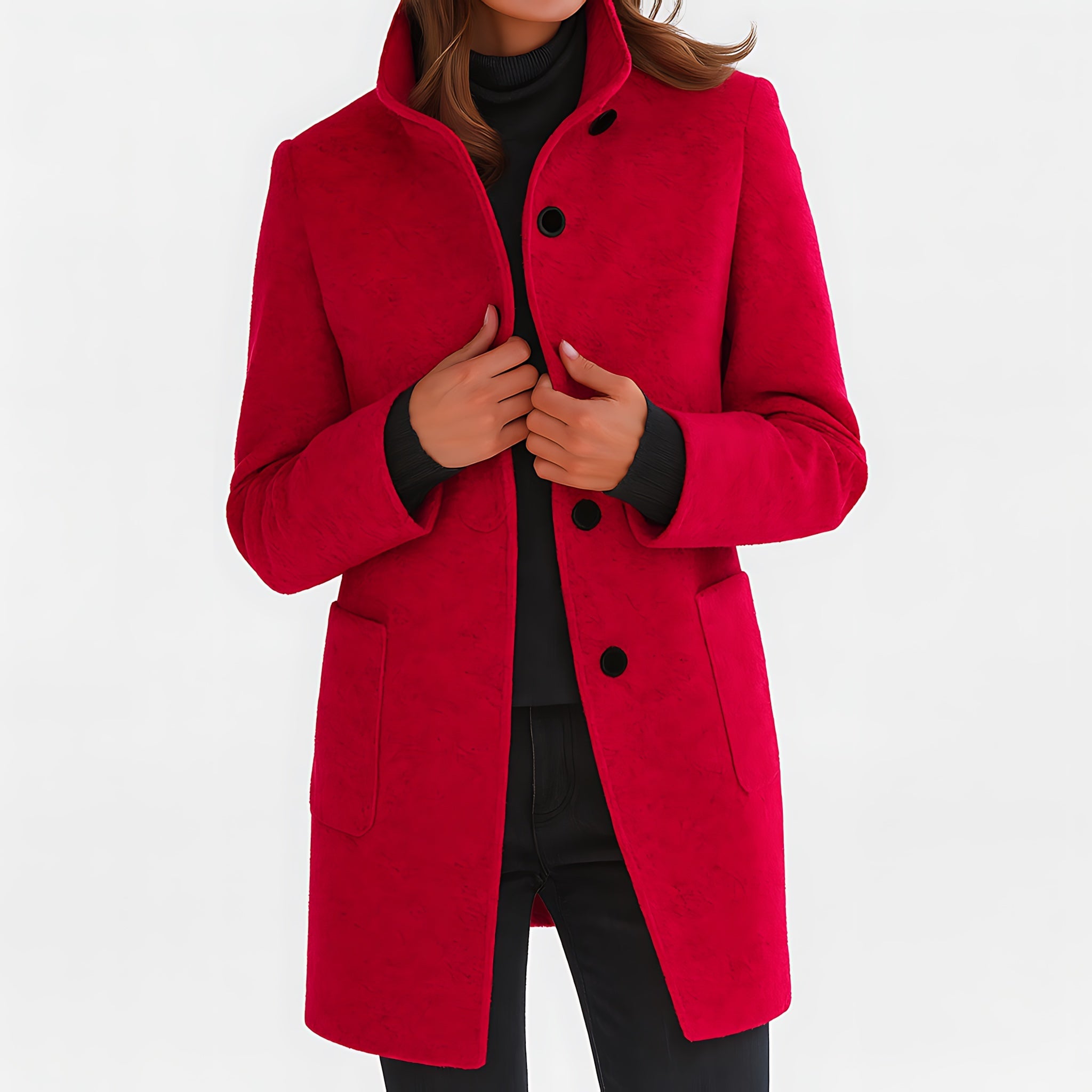 Claire – Single Breasted Mid Length Coat