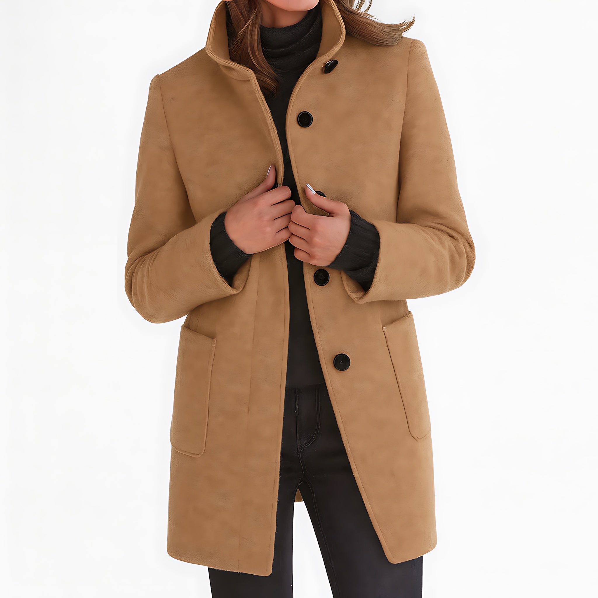 Claire – Single Breasted Mid Length Coat