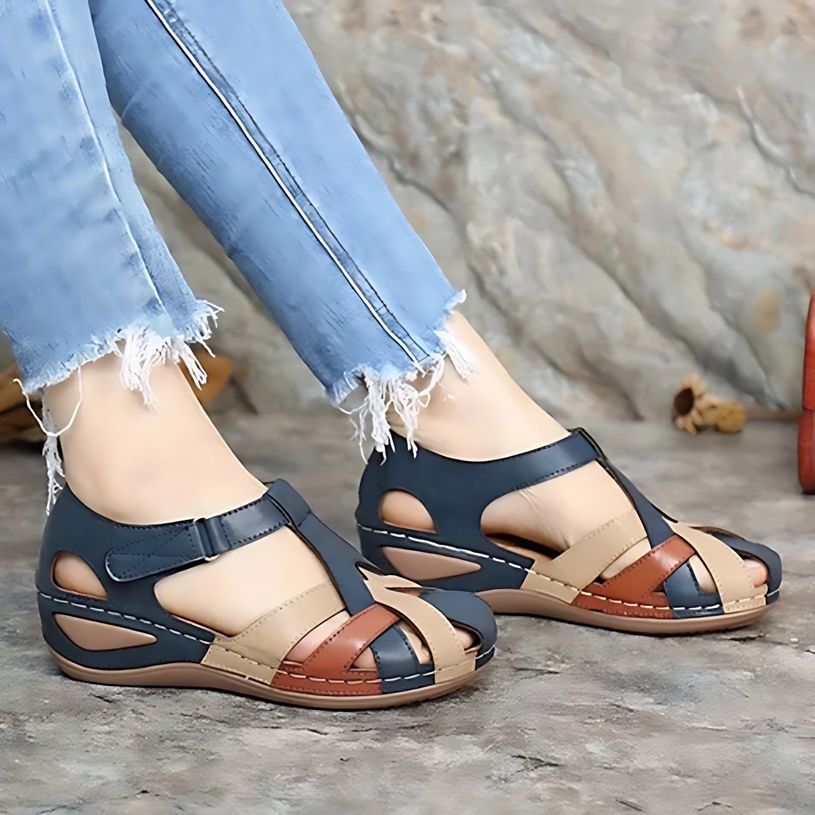 Clara – Crisscross Ankle Strap Wedge Sandals