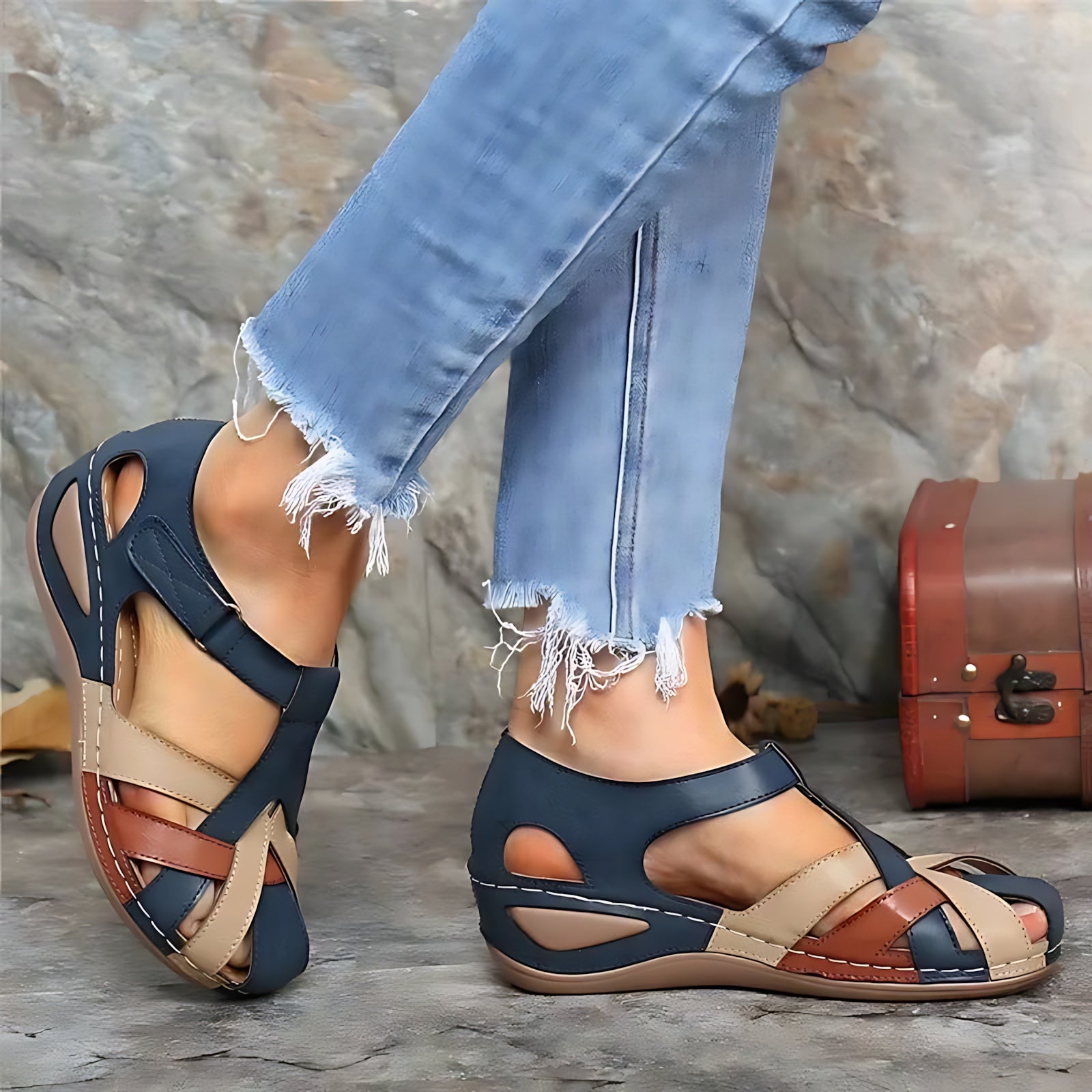 Clara – Crisscross Ankle Strap Wedge Sandals