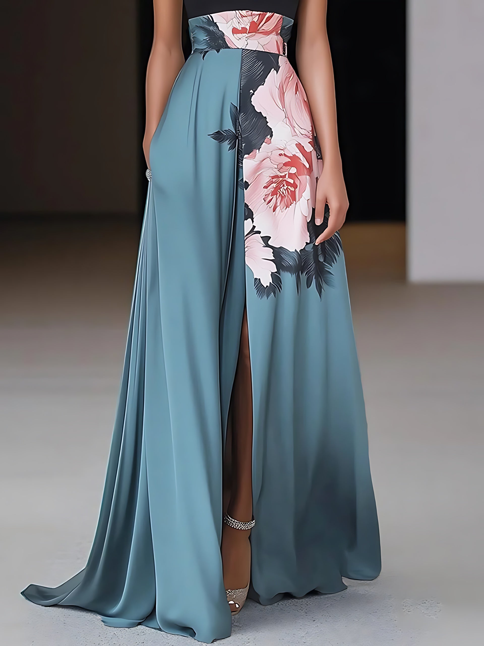 Clara – Satin Halter Slit Evening Maxi Dress