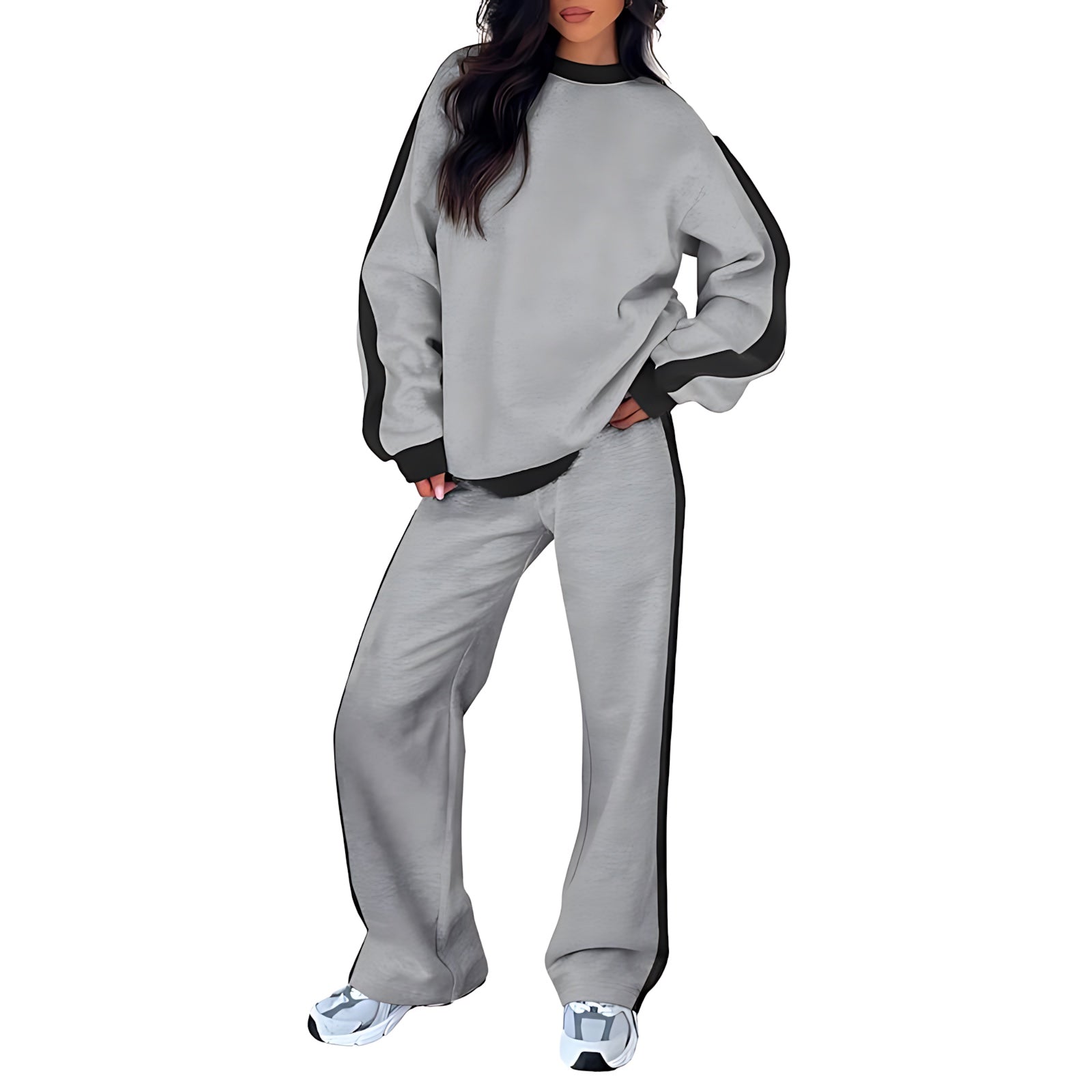 Clara – Side Stripe Sweatshirt And Pants Lounge Set
