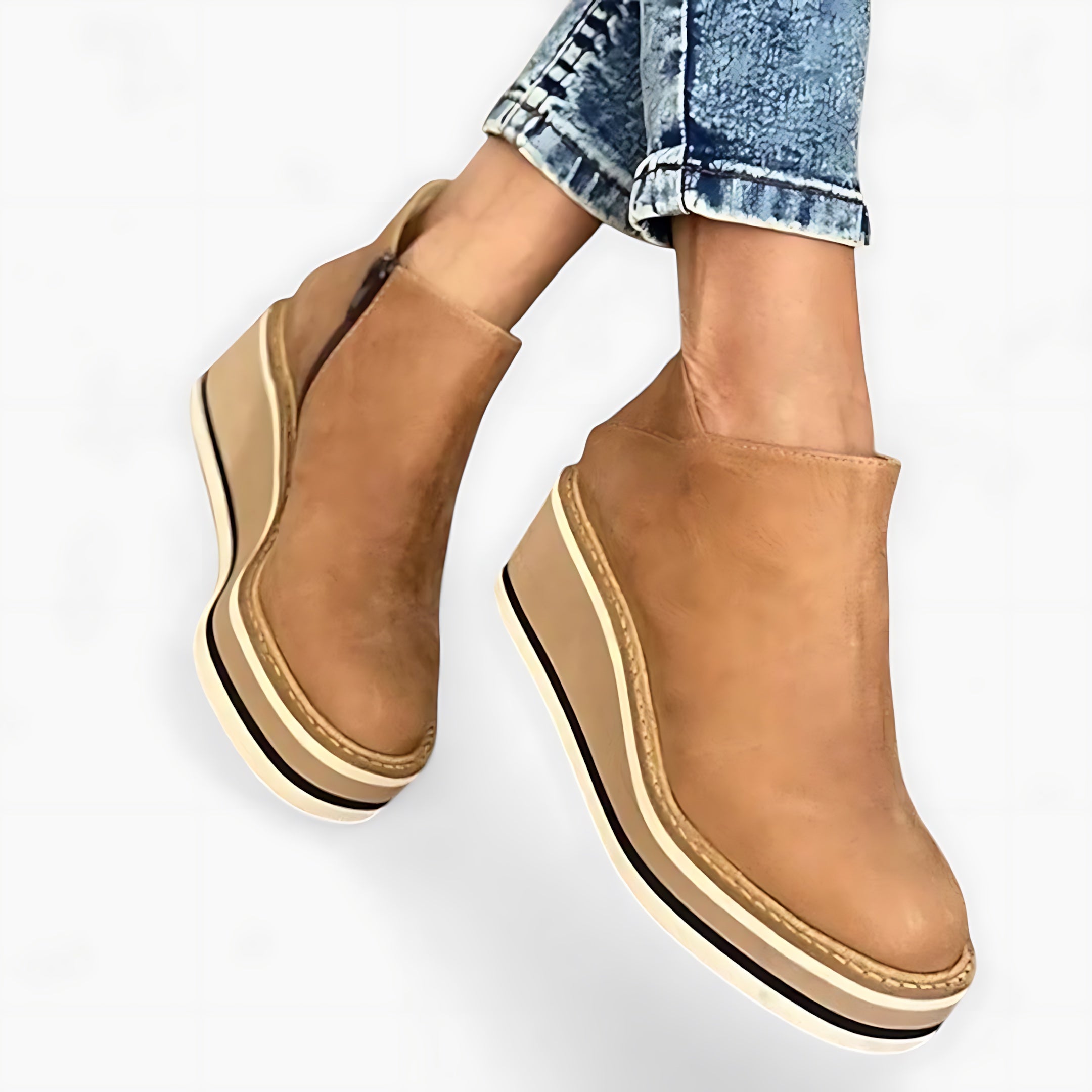 Clara – Suede Wedge Ankle Boots