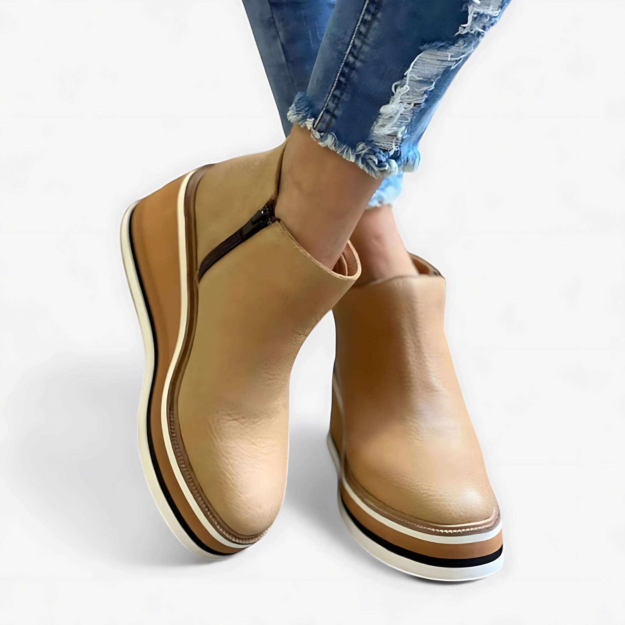 Clara – Suede Wedge Ankle Boots