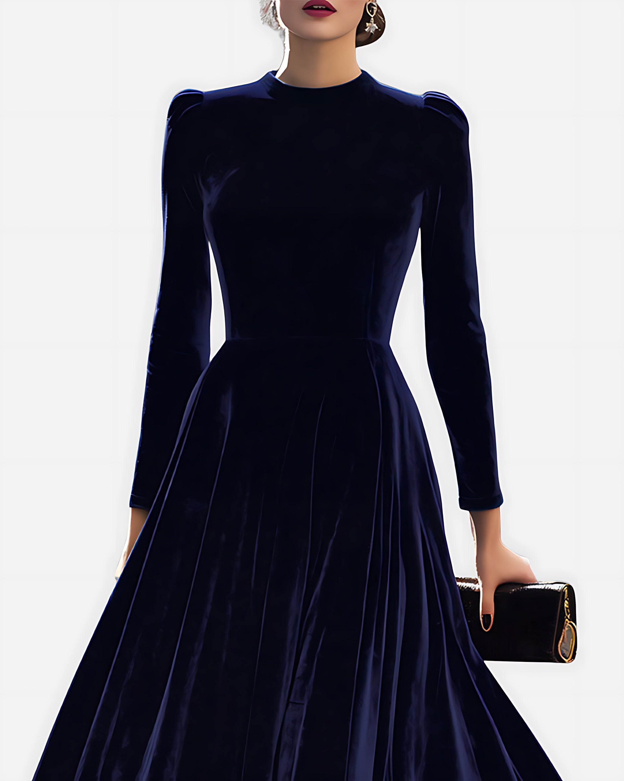Claudia – Velvet Fit and Flare Evening Midi Dress