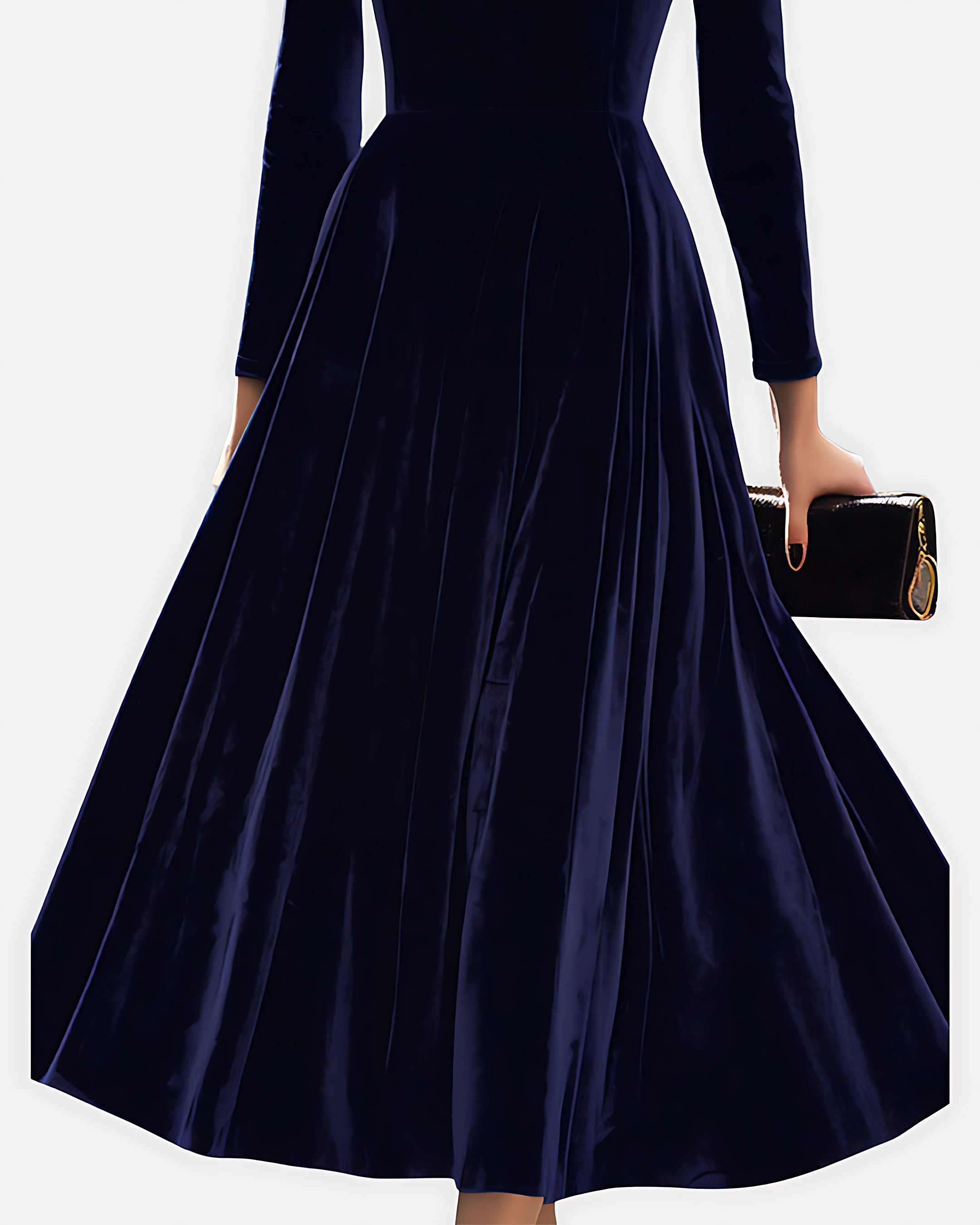Claudia – Velvet Fit and Flare Evening Midi Dress