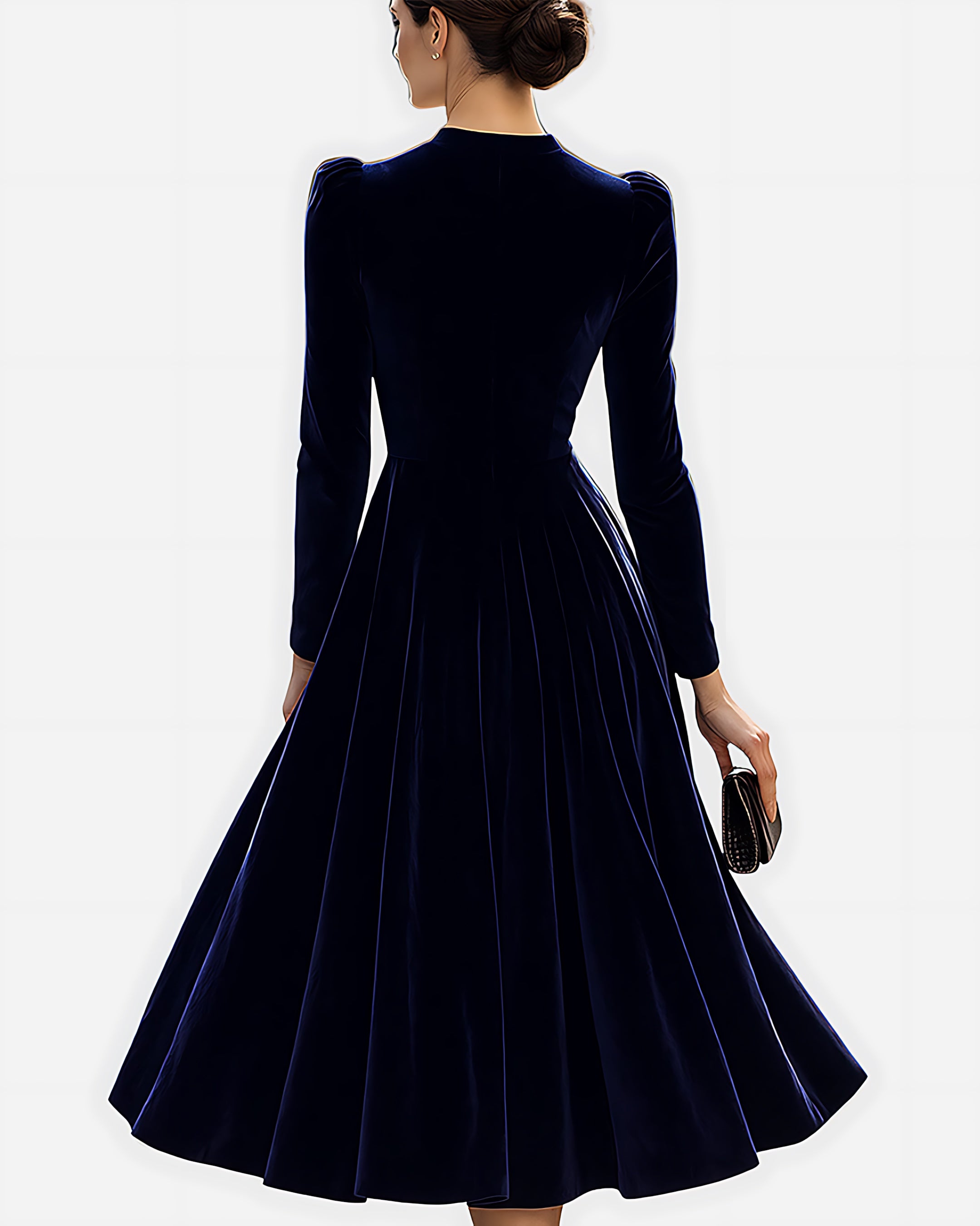 Claudia – Velvet Fit and Flare Evening Midi Dress