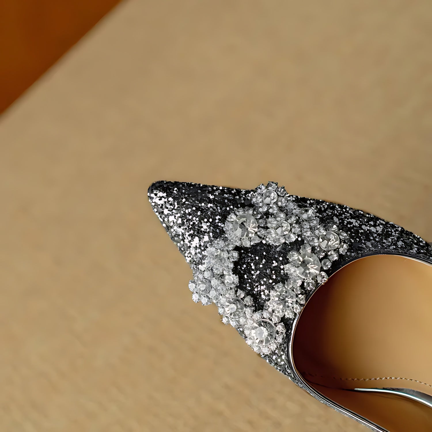 Cora – Glitter Pointed Toe Block Heel Pumps