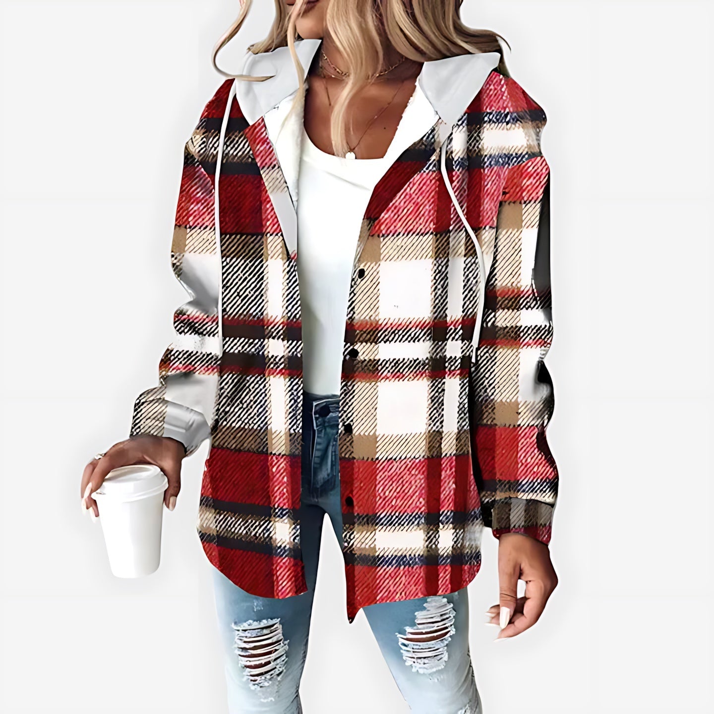 Cora – Sherpa Lined Plaid Shirt Jacket