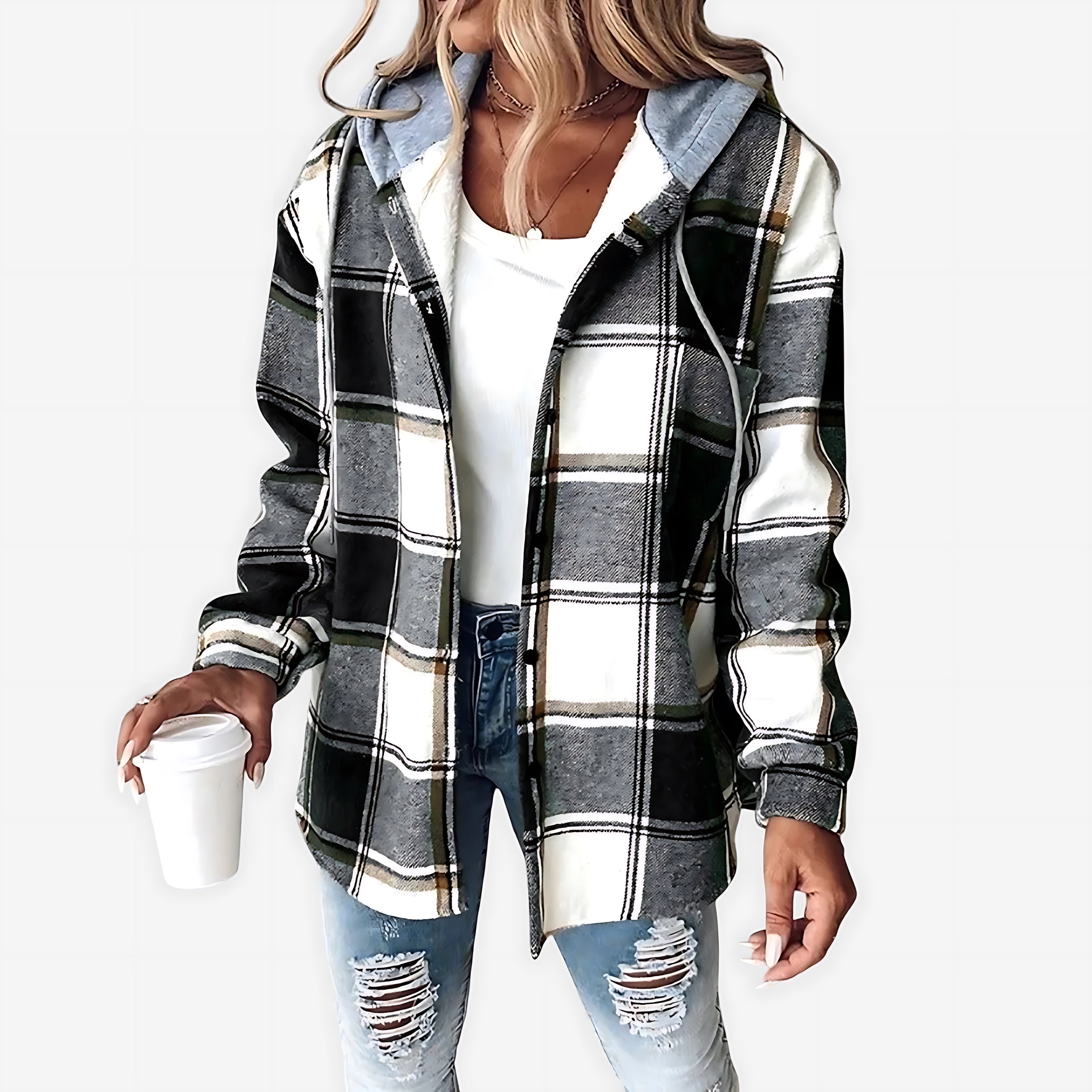 Cora – Sherpa Lined Plaid Shirt Jacket