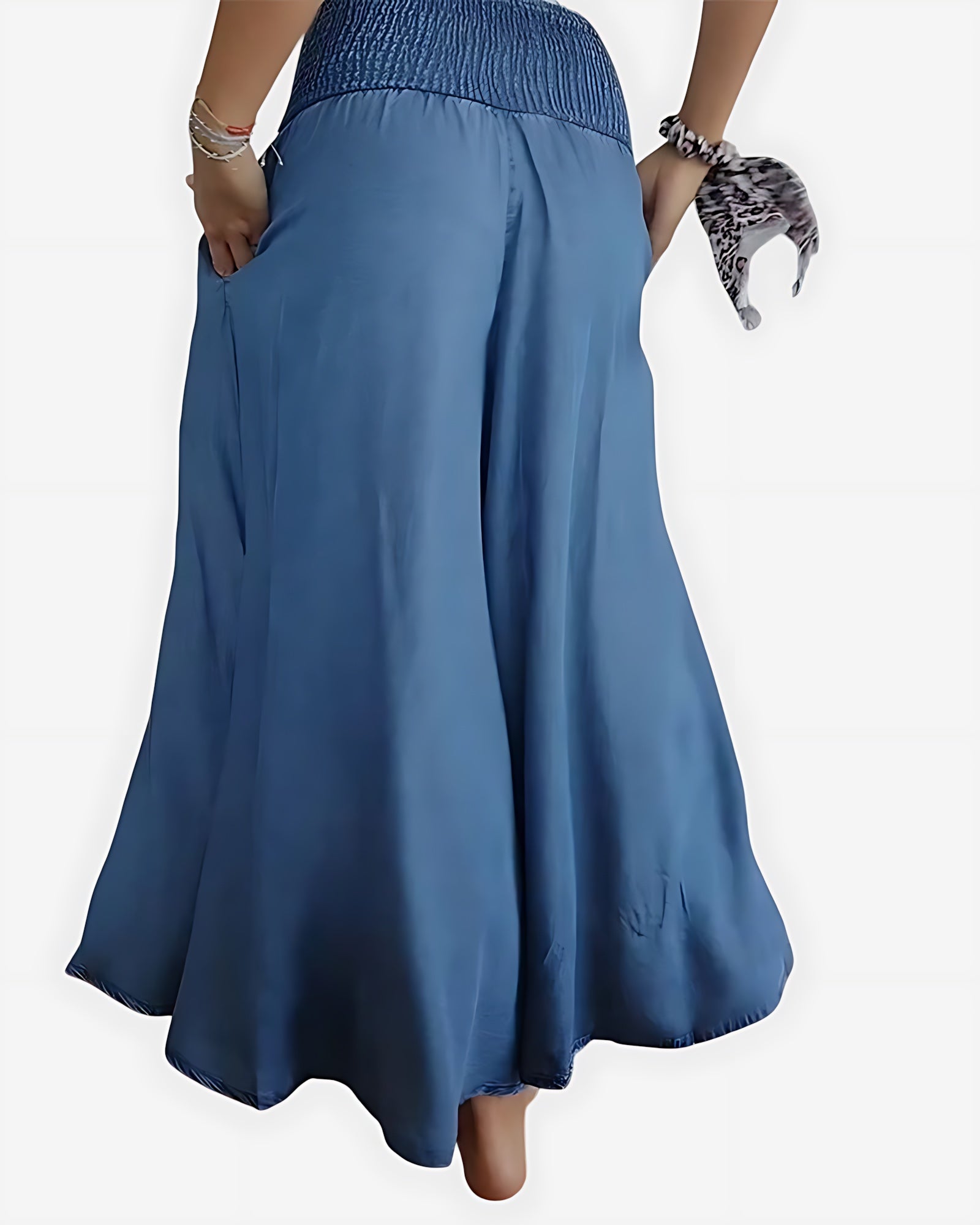 Cora – Smocked Waist Denim Wide Leg Pants