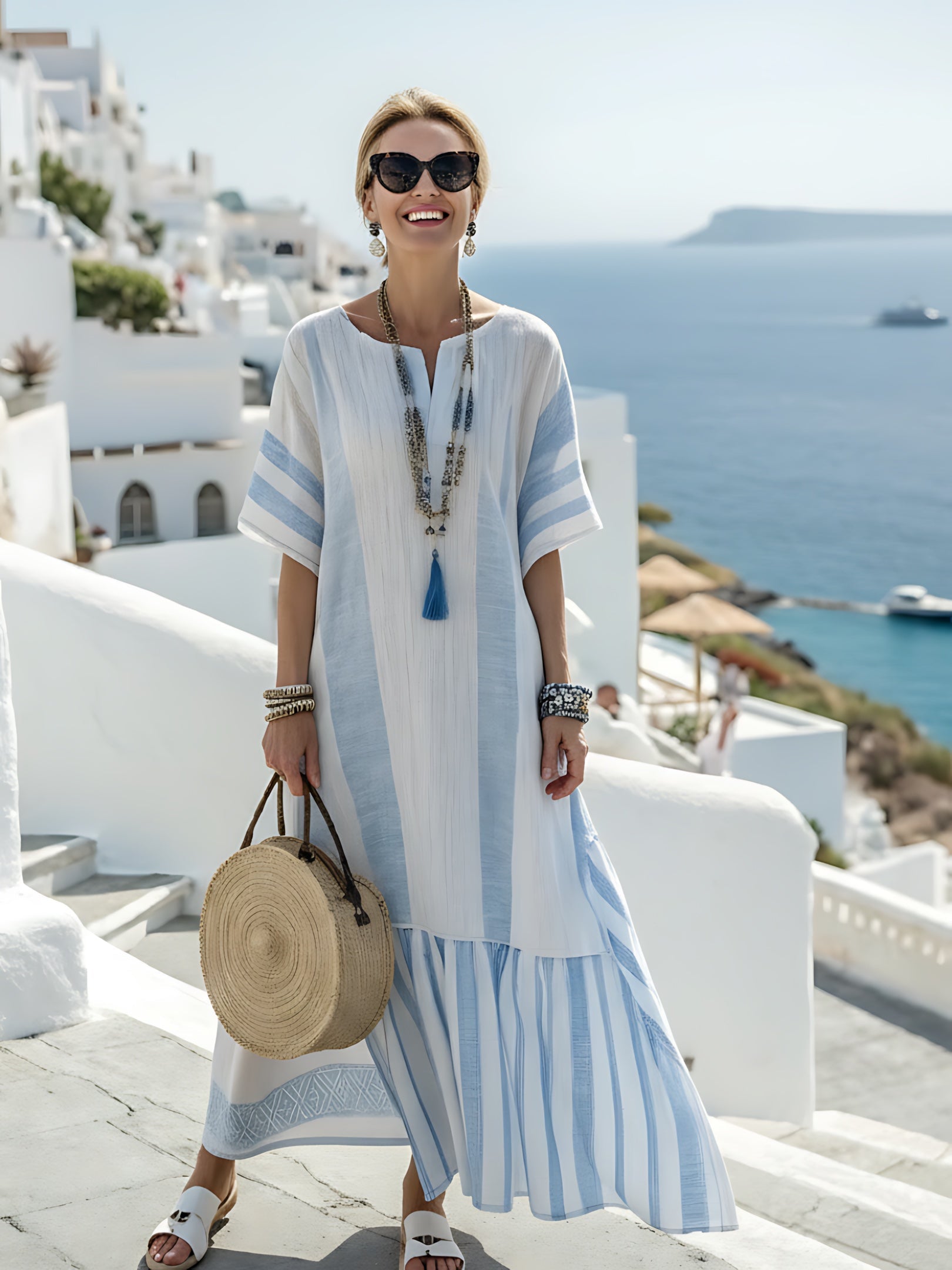 Cora – Striped Tiered Summer Maxi Dress