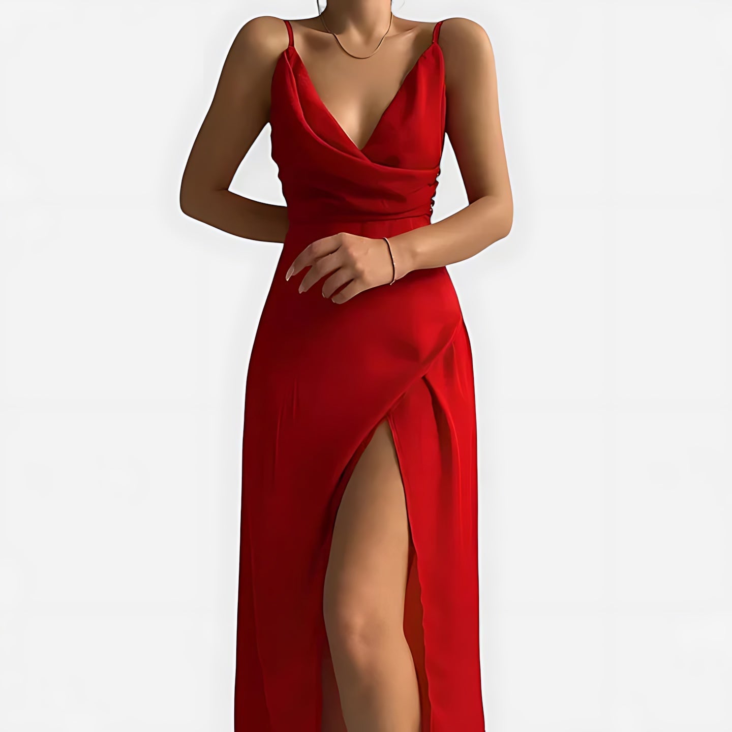 Cora – V Neck High Slit Wrap Maxi Dress