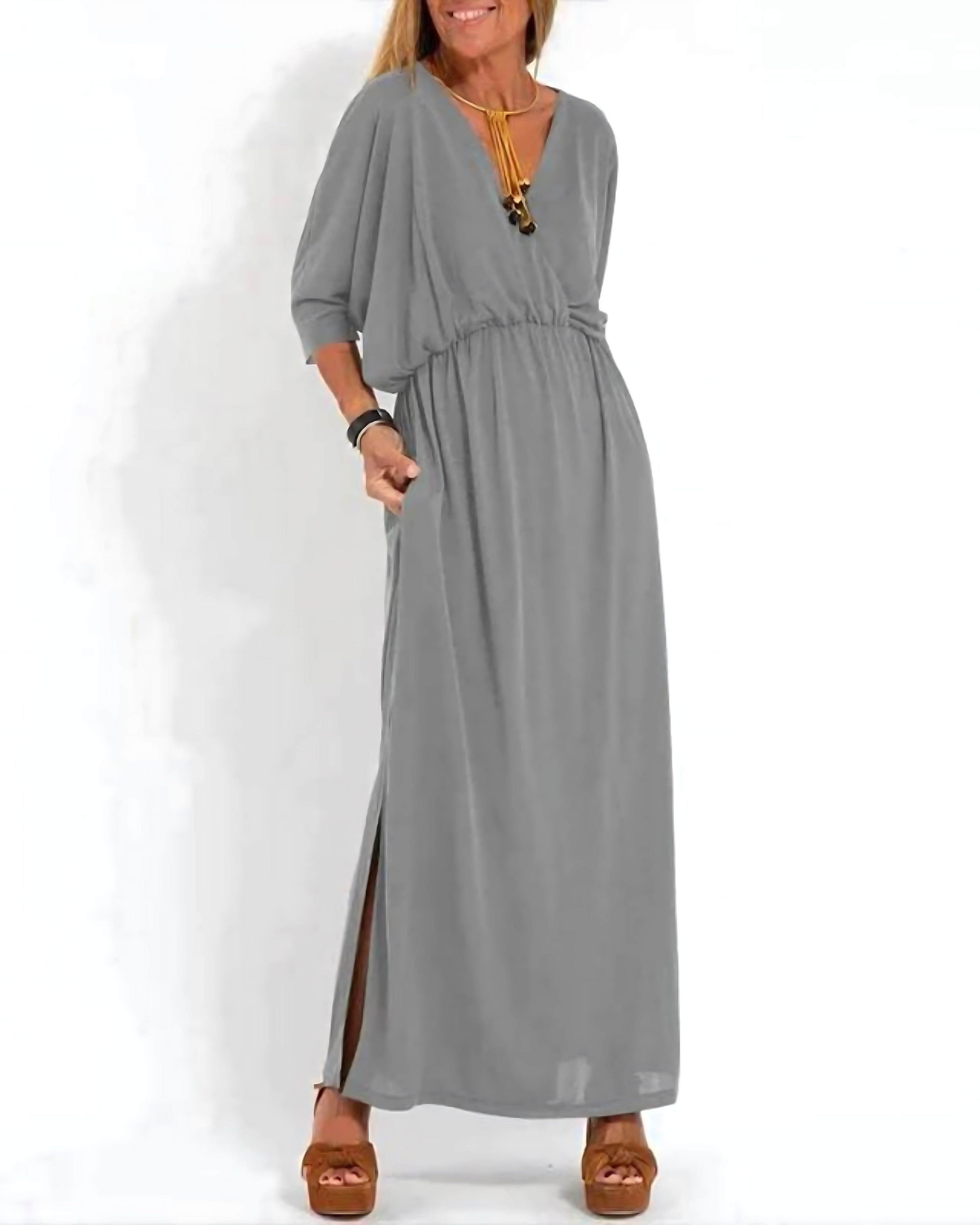 Daisy – Flutter Sleeve V Neck Flowy Maxi Dress