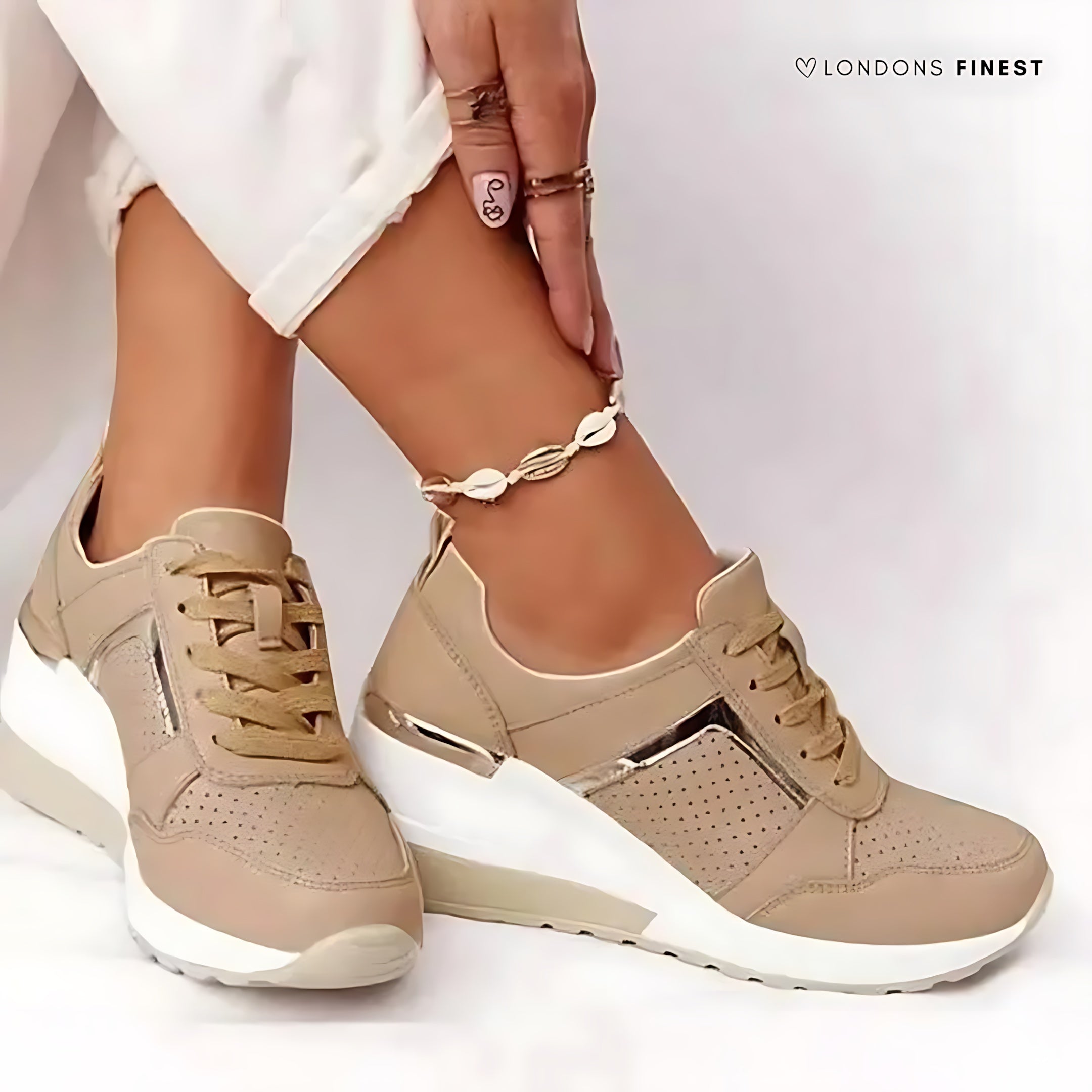 Daisy – Suede Panel Lace Up Wedge Sneakers