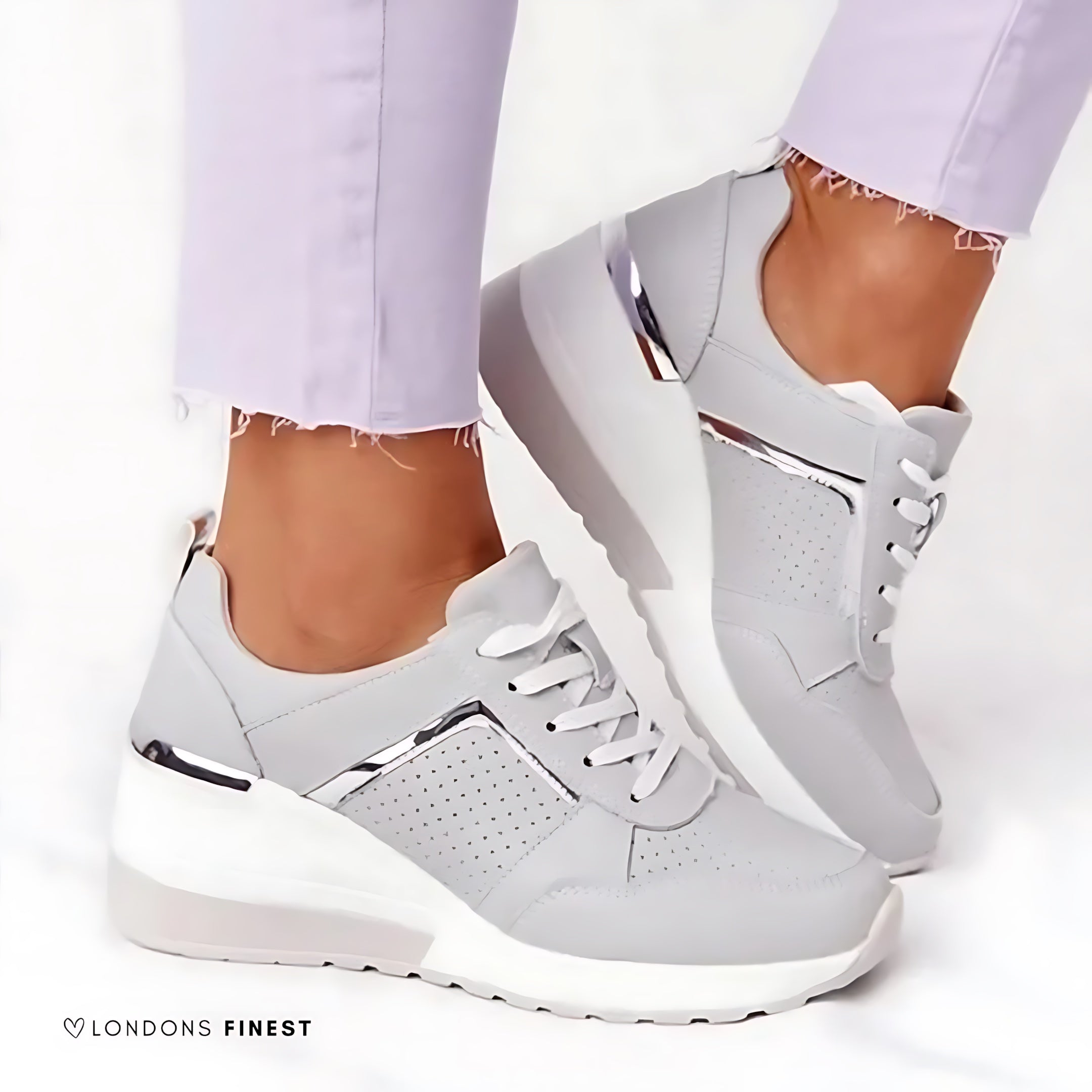 Daisy – Suede Panel Lace Up Wedge Sneakers