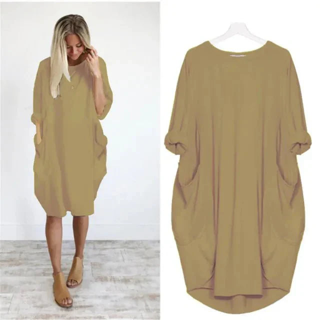 Lily – Oversized V Neck Batwing Midi Dress