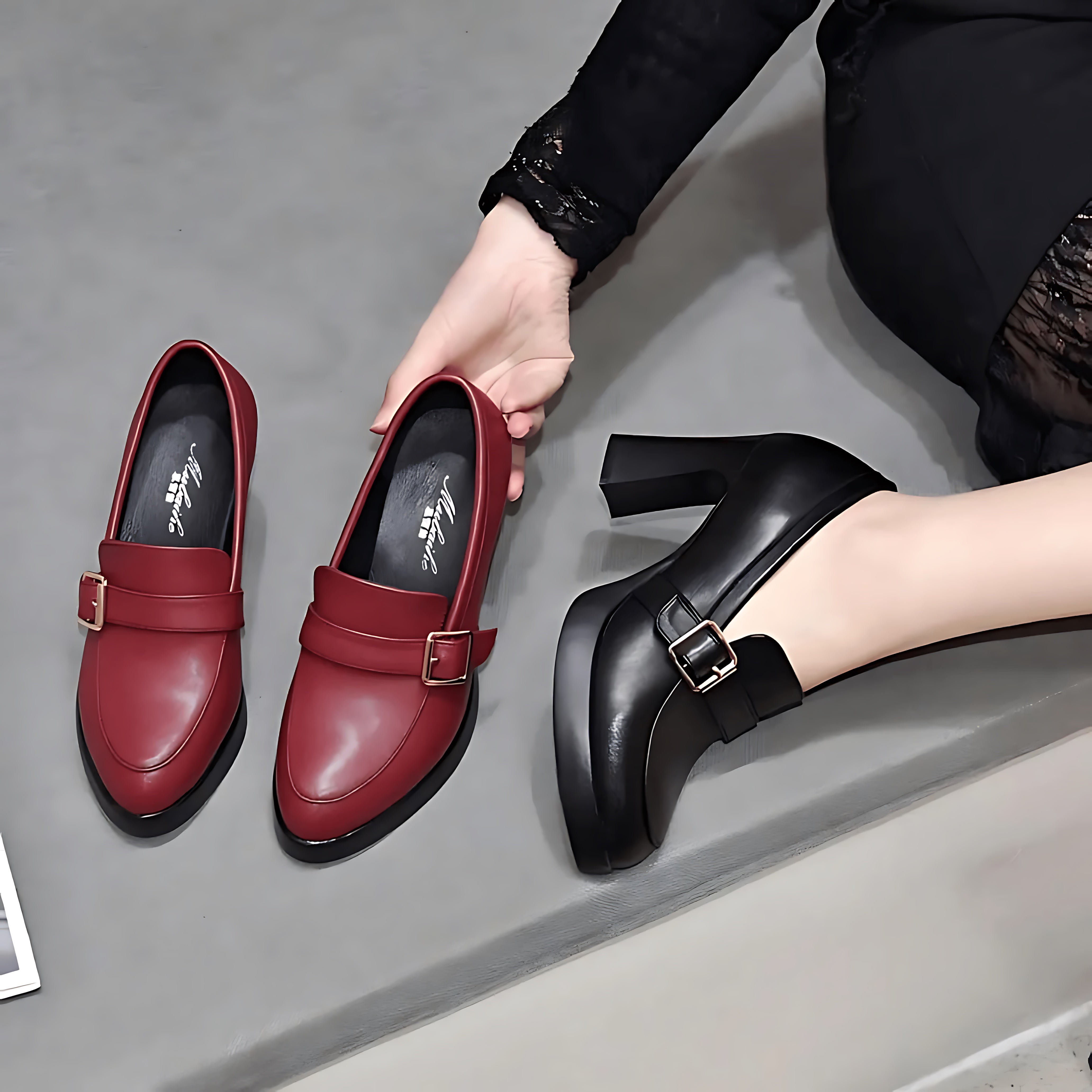 Daniela – Mary Jane Platform Block Heel Pumps
