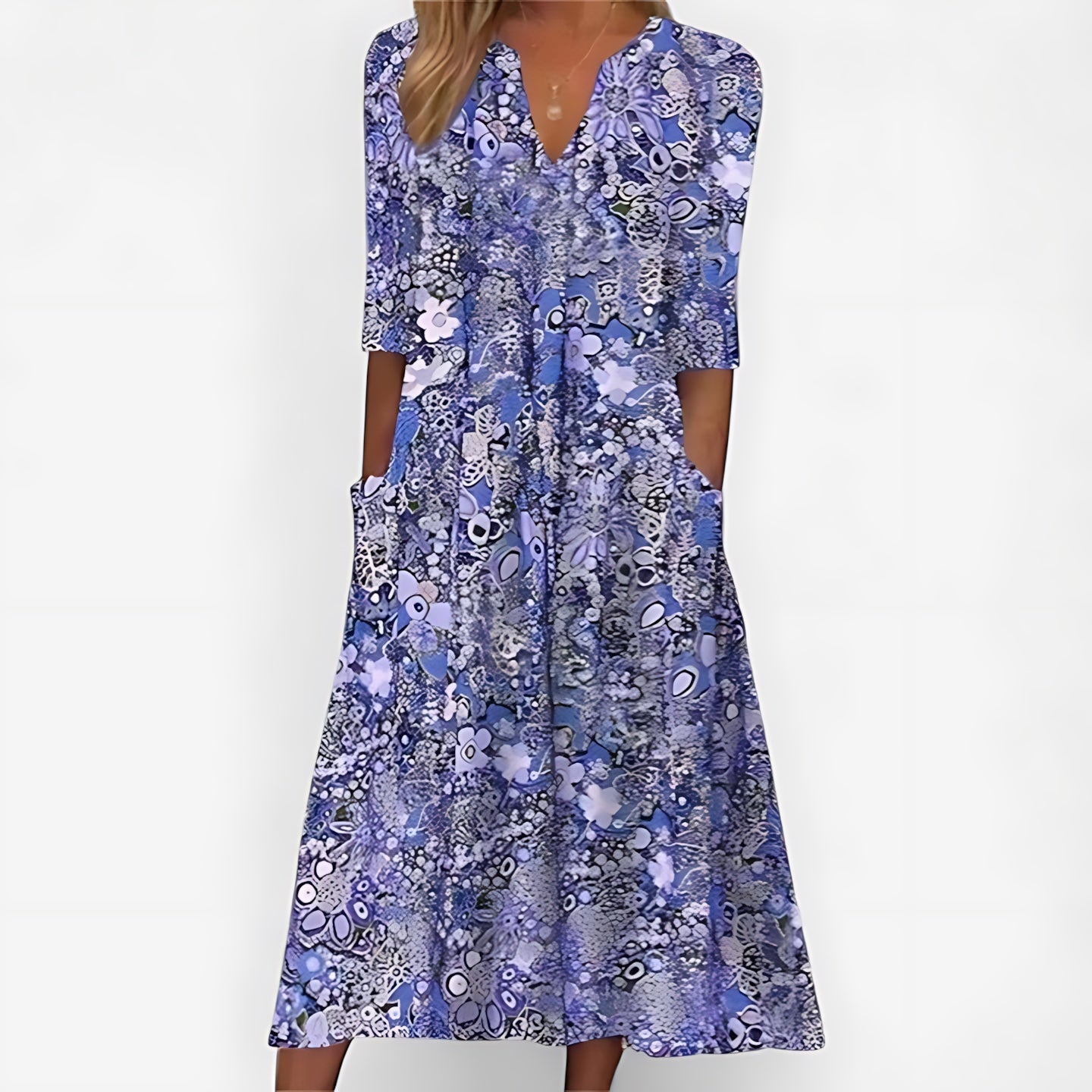 Daphne – Paisley Print V Neck Summer Midi Dress