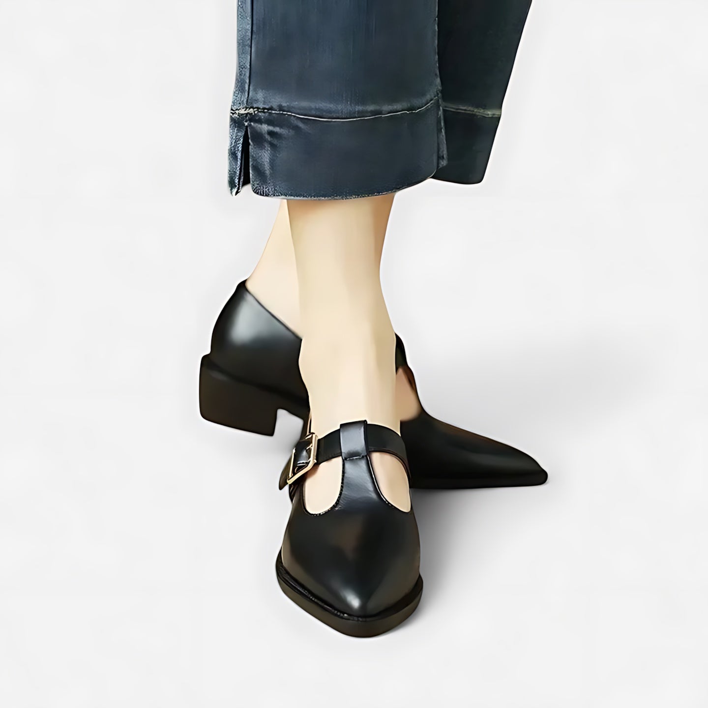 Daphne – Pointed Toe Double Strap Flats