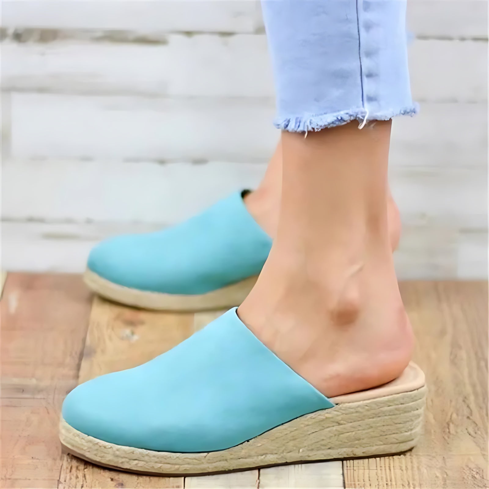 Daphne – Suede Espadrille Wedge Mules