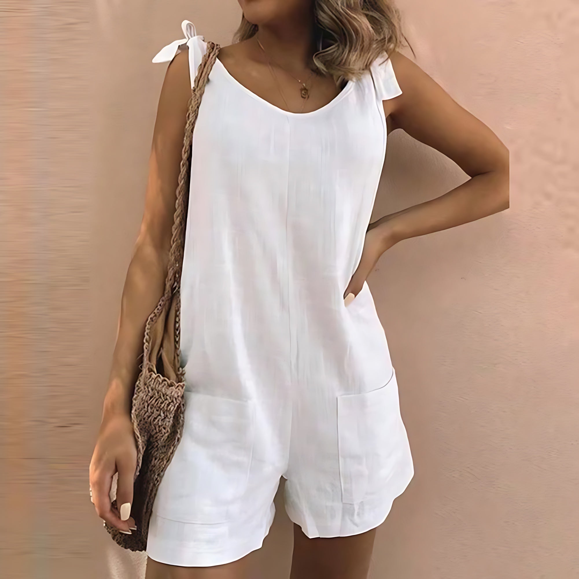 Daphne – Tie Shoulder Wide Leg Summer Romper