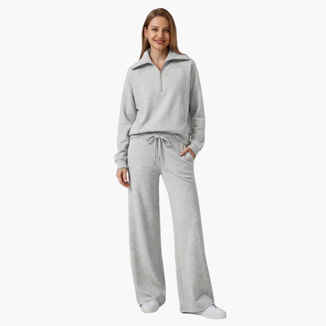 Opal – Half Zip Top And Wide Leg Pants Lounge Two Piece Set