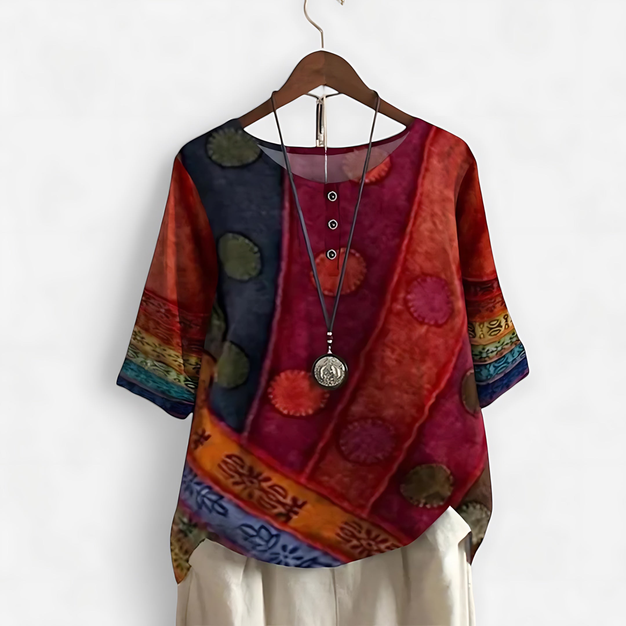 Delilah – Abstract Print Boho Top