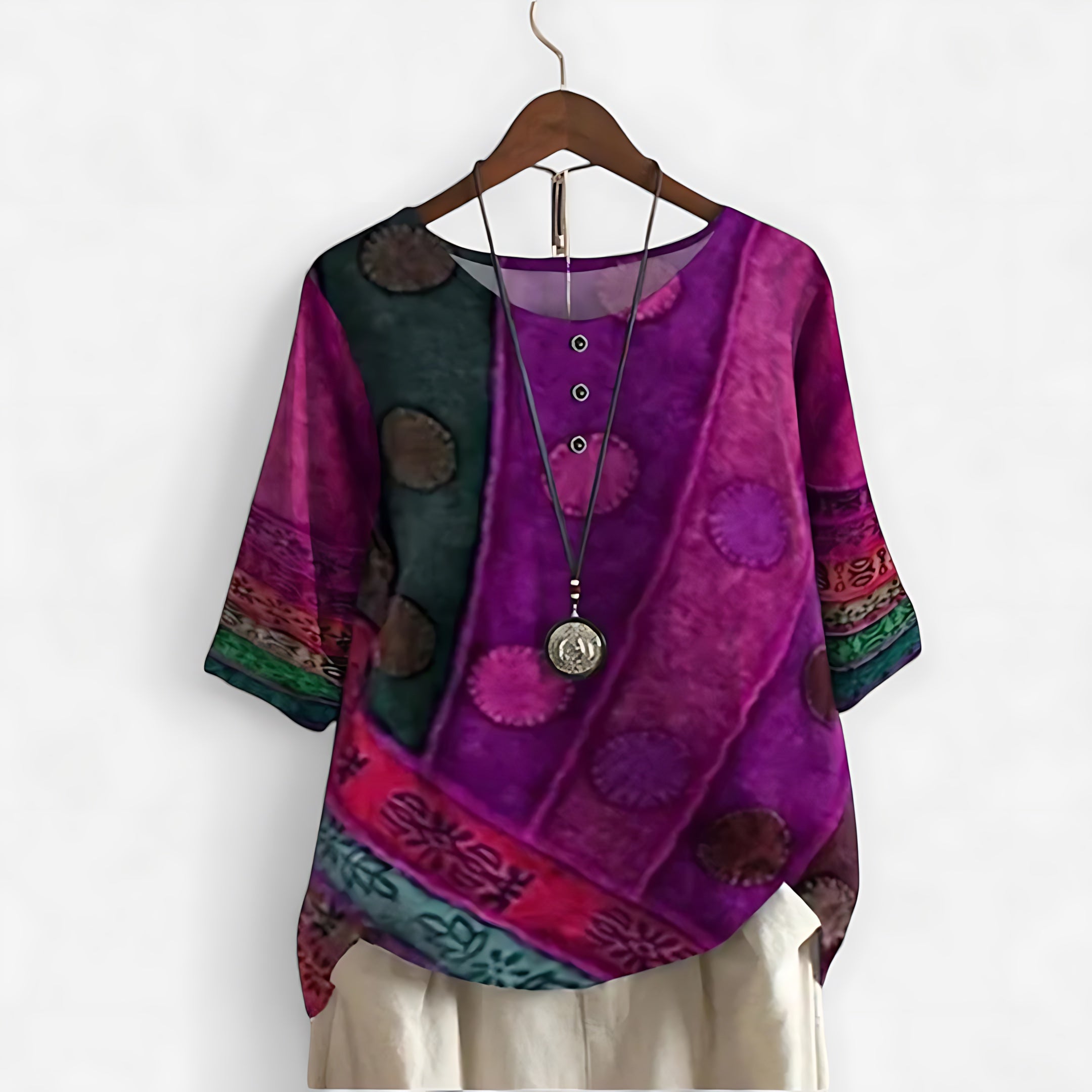 Delilah – Abstract Print Boho Top