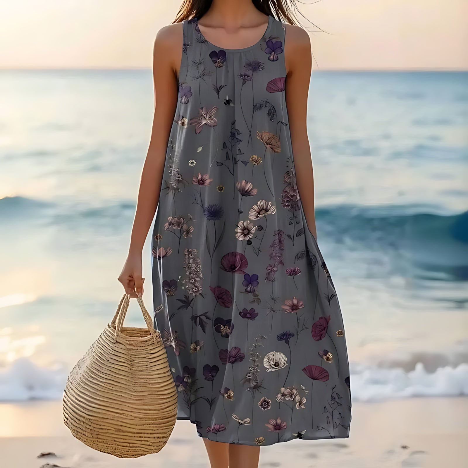 Delilah – Floral Print Loose Fit Summer Midi Dress
